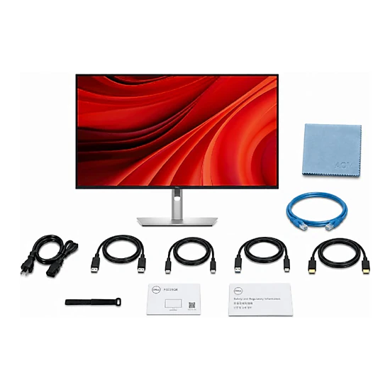 Dell P3225QE Pro 32" Plus 4K USB-C Hub Monitor -DisplayPort Cable + ZoomSpeed HDMI Cable + ZoomSpeed Ethernet Cable