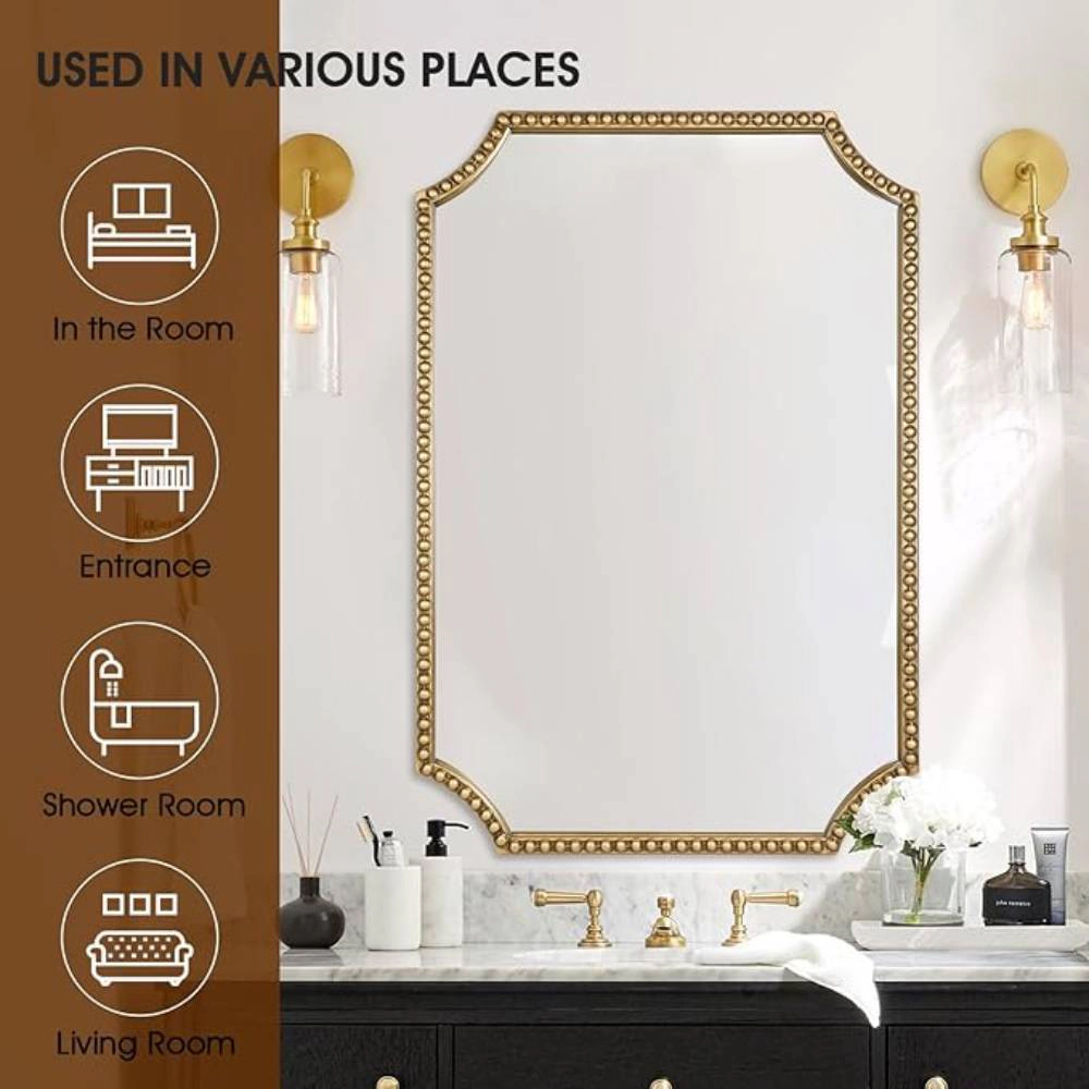 Novsight Trading Unisex Full Scalloped Rectangle Mirror Metal Frame