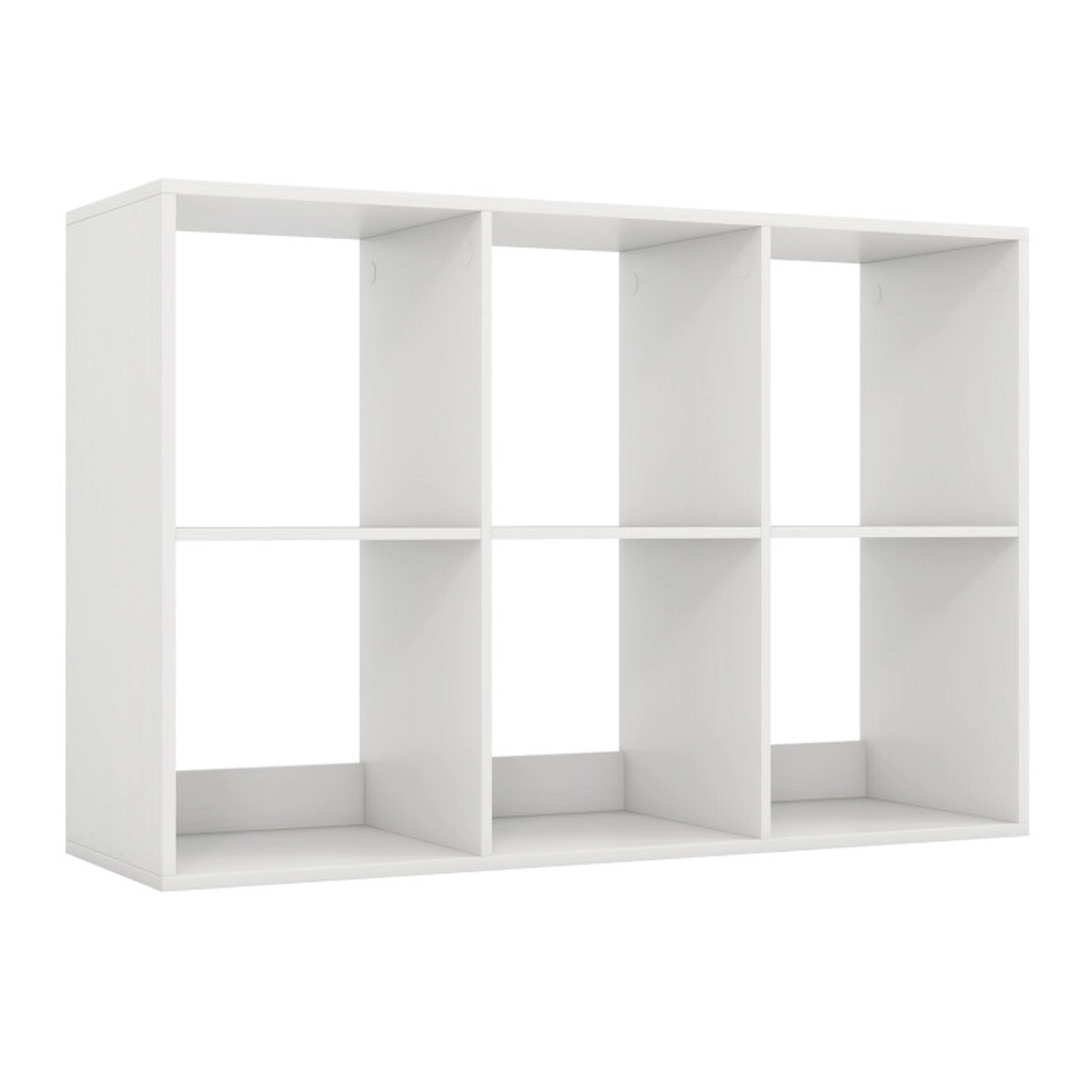 SUGIFT White 6-Cube Bookshelf with Back Guardrail and 154-lb Tabletop