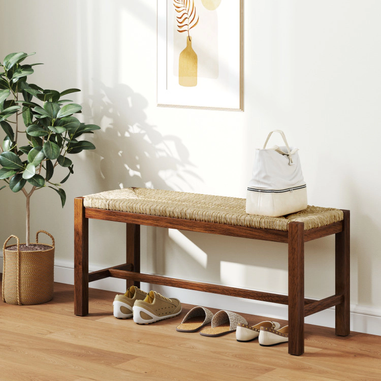 Hivvago 40 Inch Long Wood Bench with Solid Rubber Wood Frame-Walnut