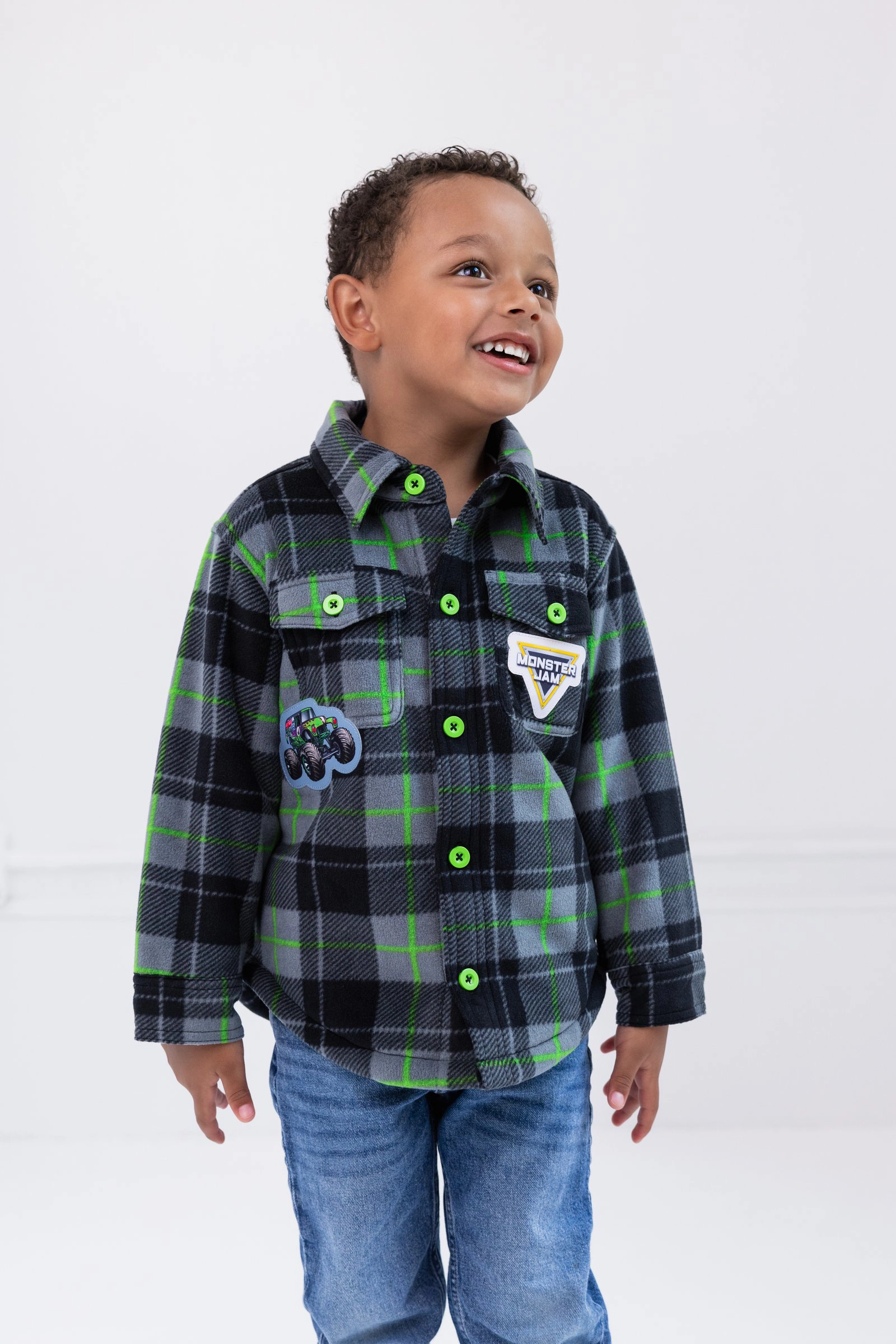 Monster Jam Grave Digger Boys' Button Front Shacket