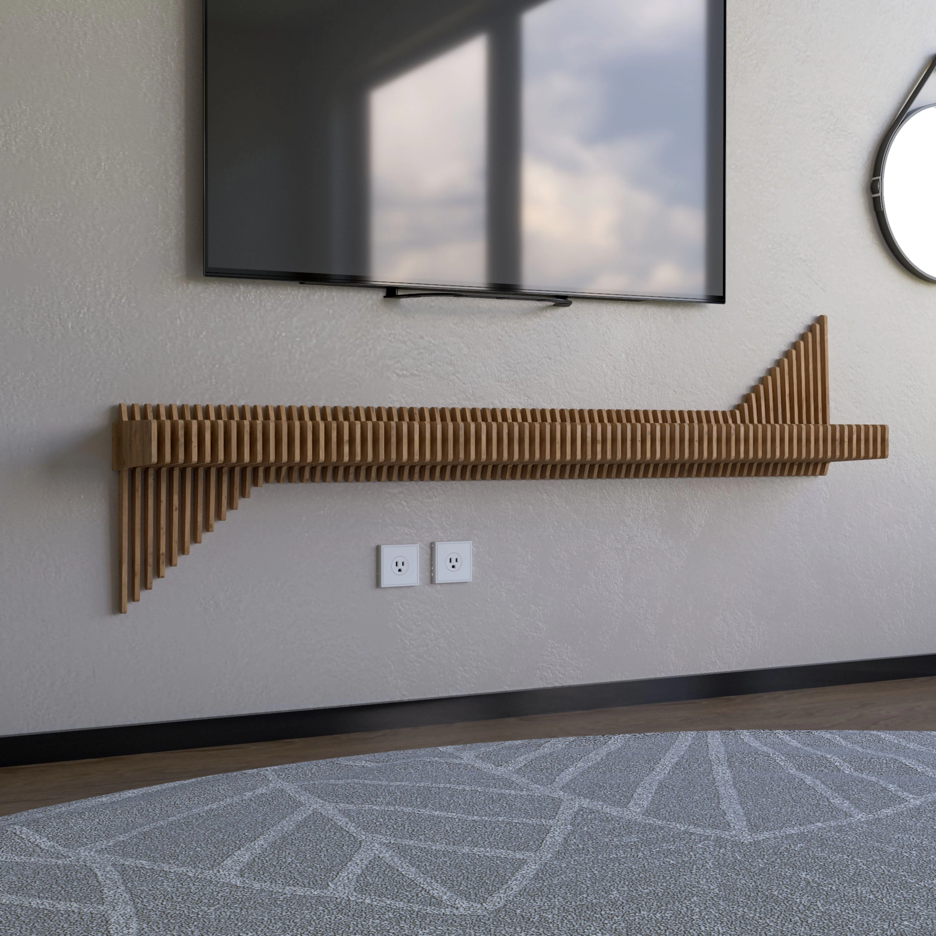 Wear Sierra Parametric 65" 3D Wavy Floating Shelf