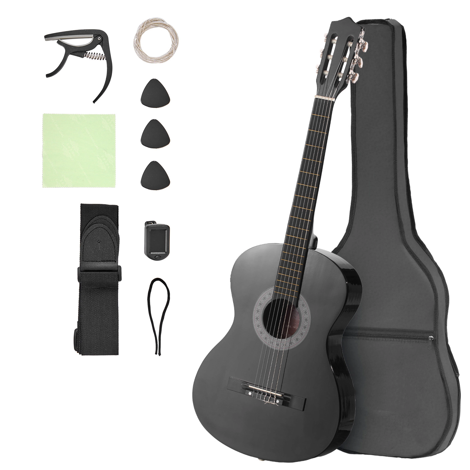 HONGGE Classical Guitar 38 Inch Wood Starter Kit for Beginners with Nylon Strings Gig Bag Strap Tuner