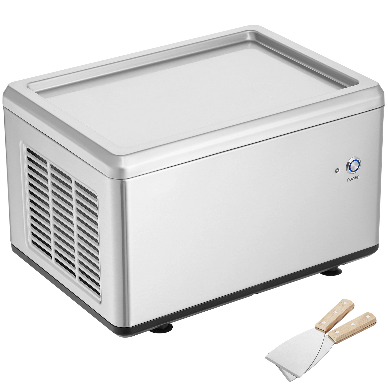HONGGE Fried Ice Cream Roll Machine Stir-Fried Ice Cream Pan Stainless Steel Rolled Ice Cream Maker with Compressor and