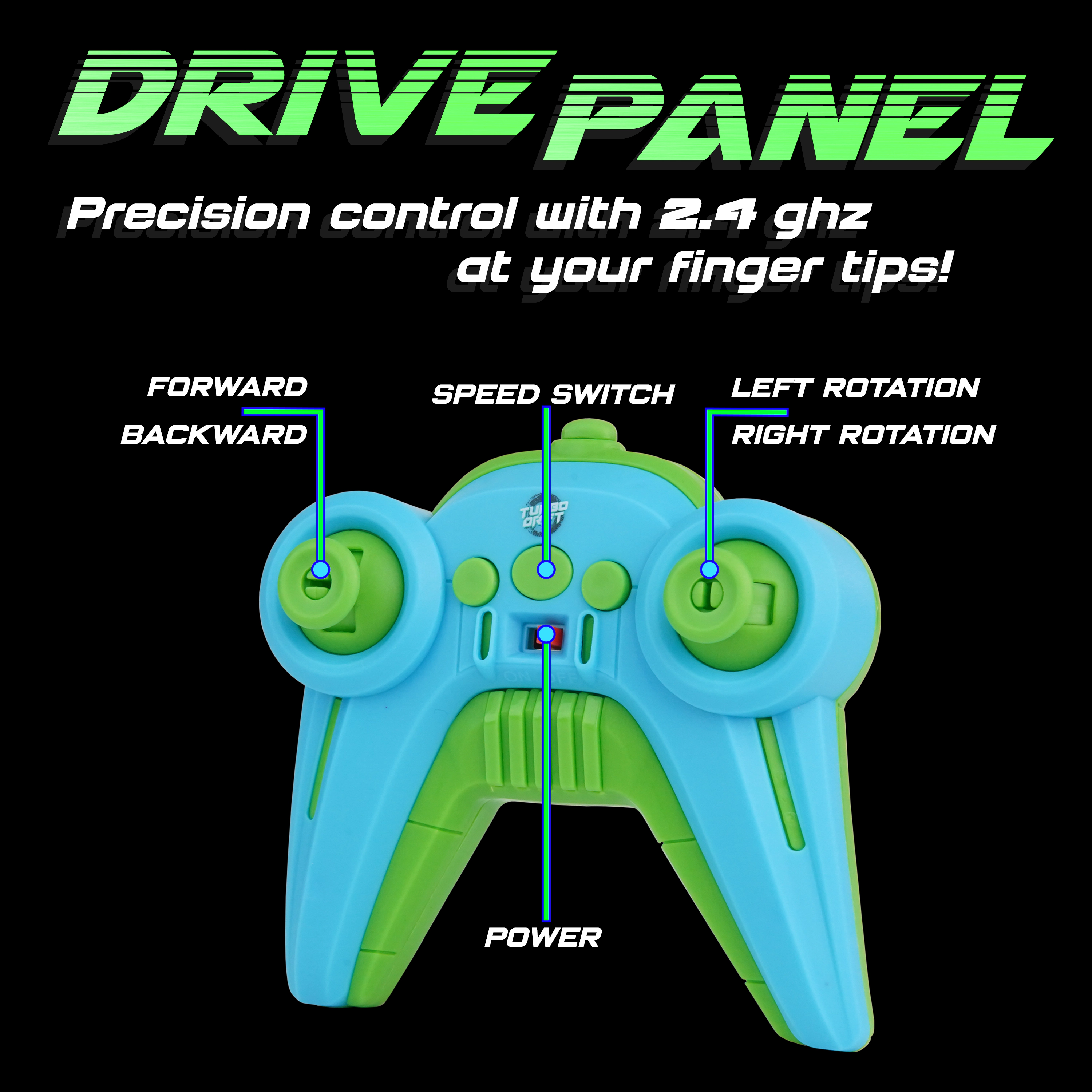 Force1 High-Speed Drift Racing RC Car with LED Lights, 2.4GHz Controller, Rechargeable Battery