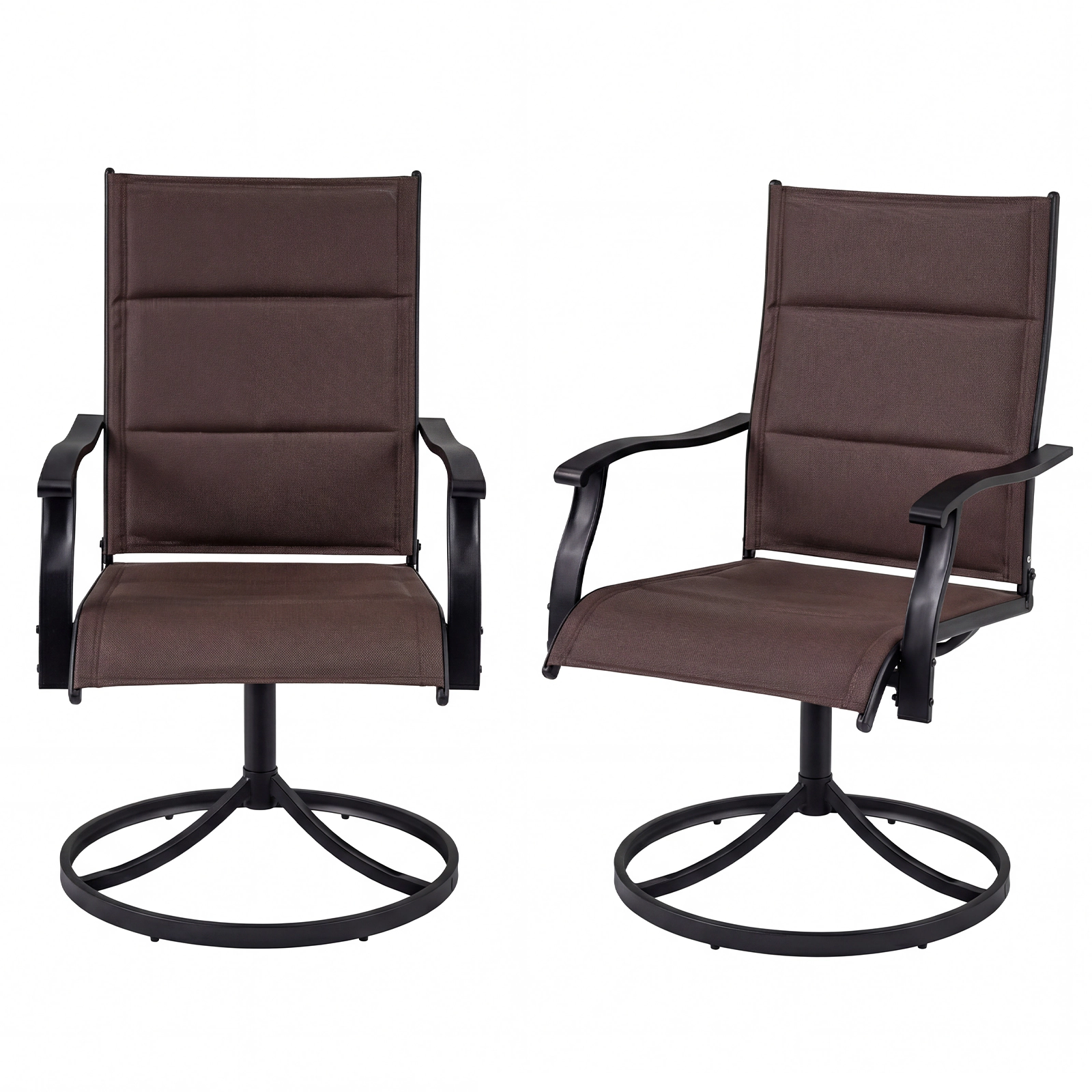 LJG Padded Patio Swivel Chairs Set of 2 Ergonomic Outdoor Dining with Breathable Fabric