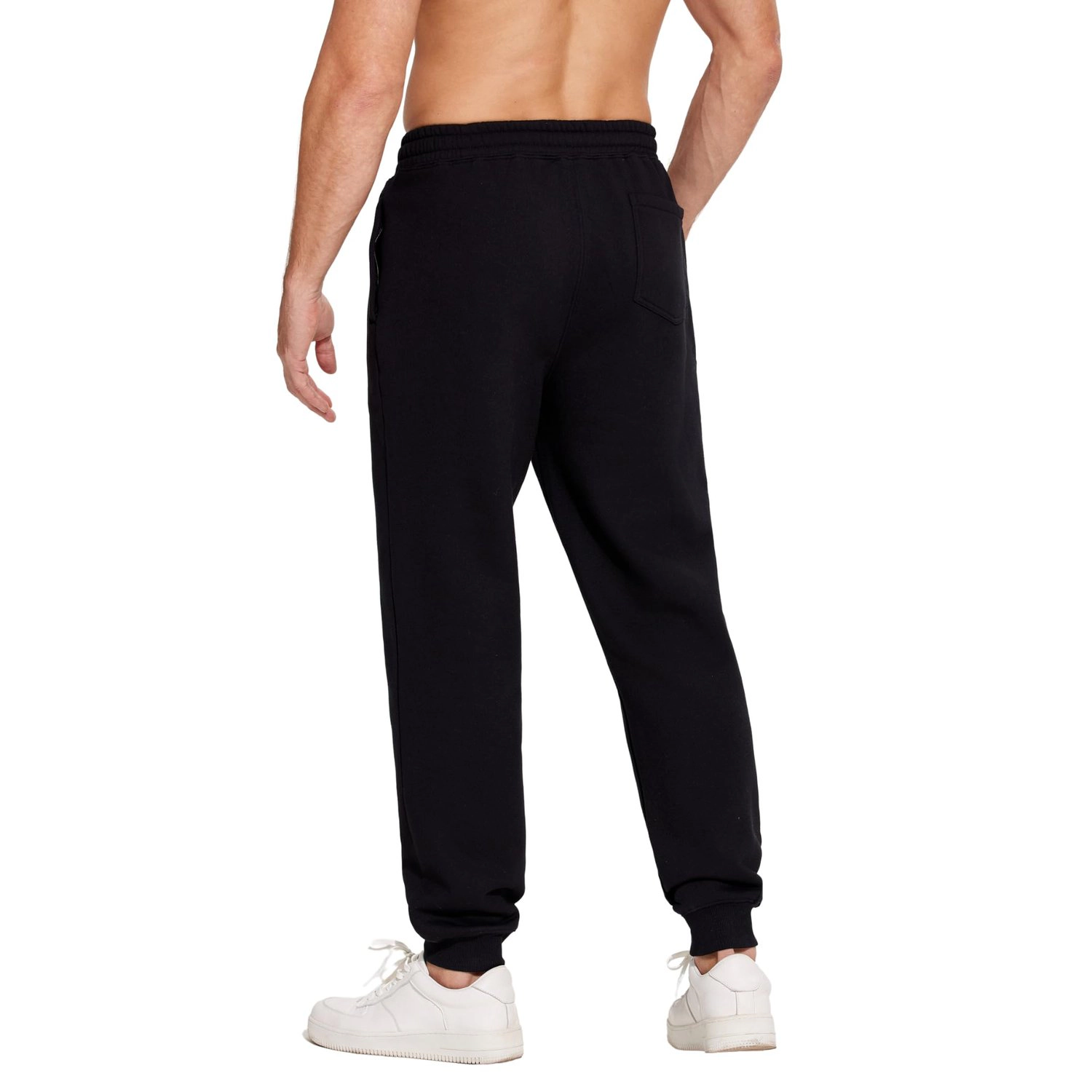 Pinspark Mens Solid Light Gray Sweatpants Drawstring Waist Jogger Pants Ribbed Cuffs