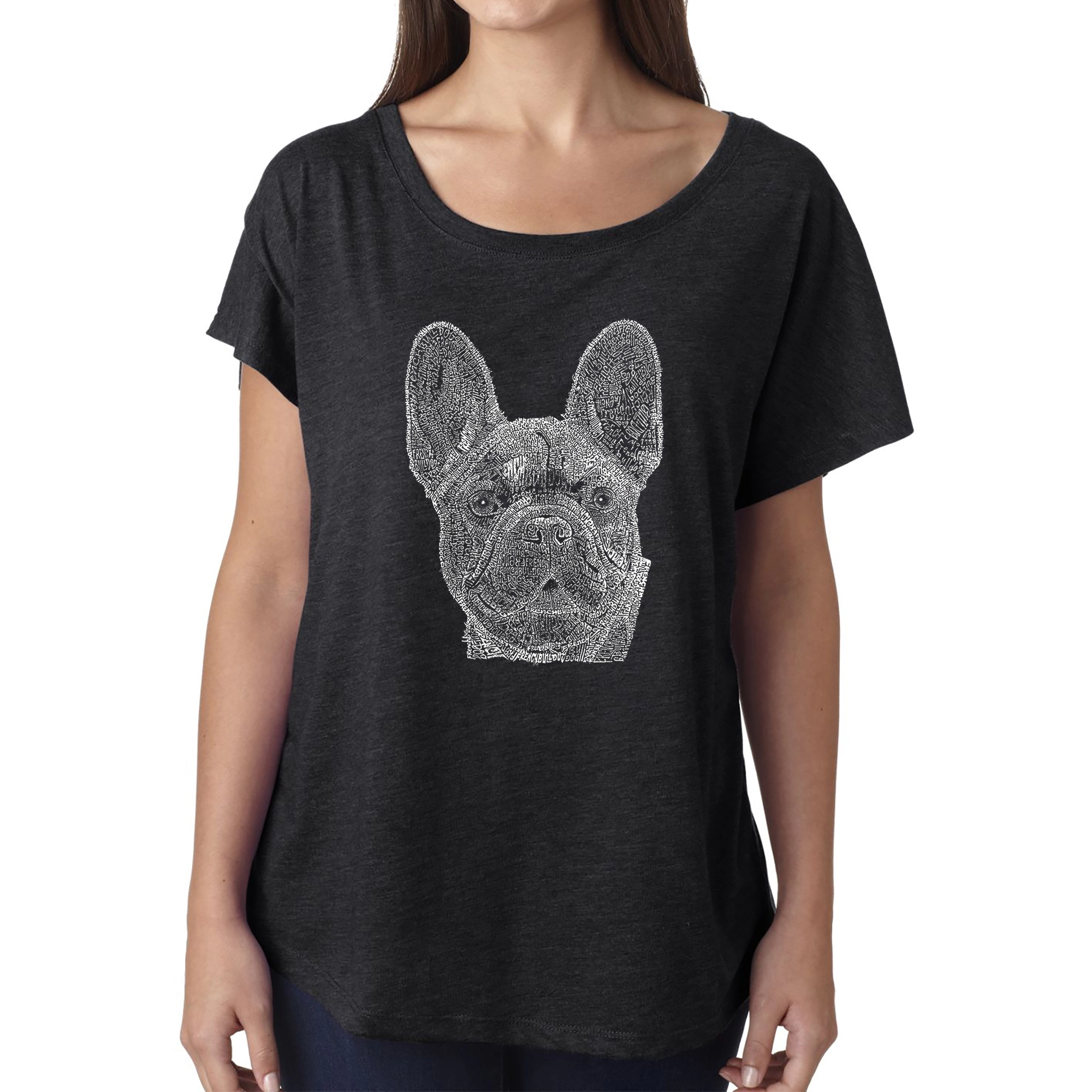 LA Pop Art Women's Dolman Word Shirt - French Bulldog