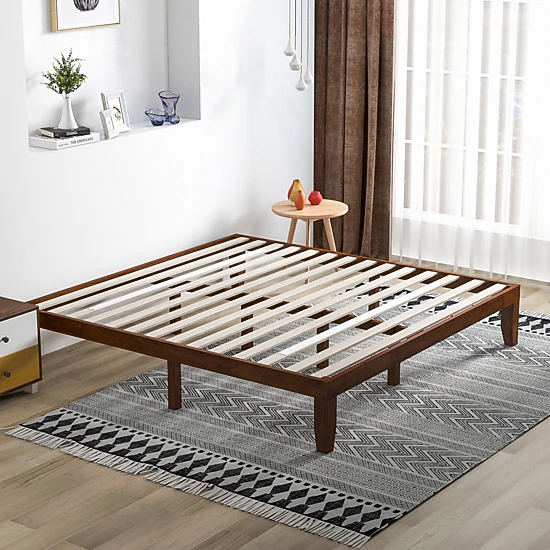 LJG 14 Inch King Size Wood Platform Bed Frame