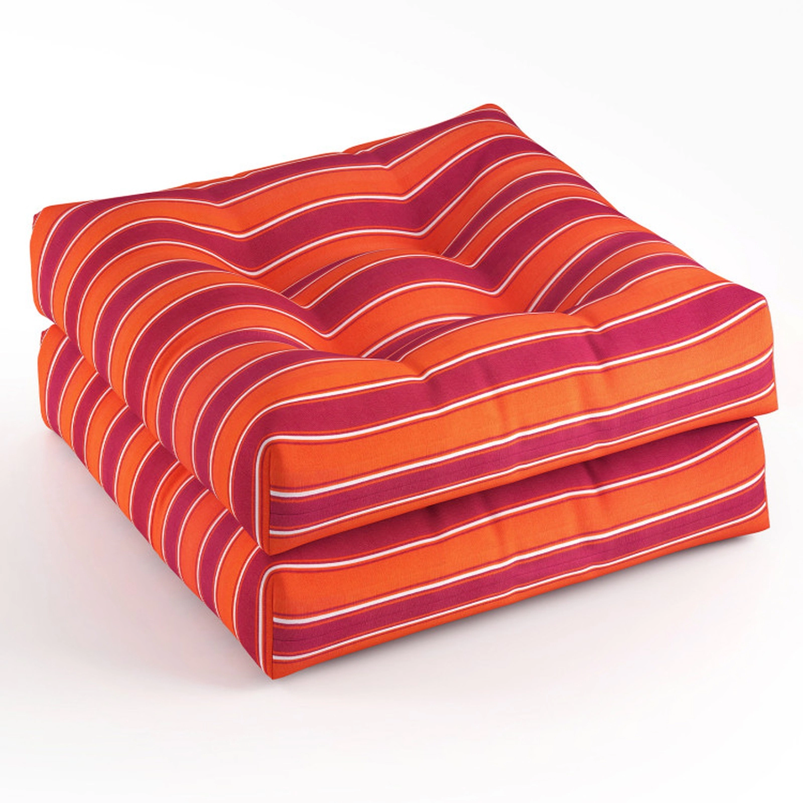 SUGIFT 2-Pack 21-in x 21-in Orange Waterproof Outdoor Patio Chair Seat Cushion Pads with Sun Protection