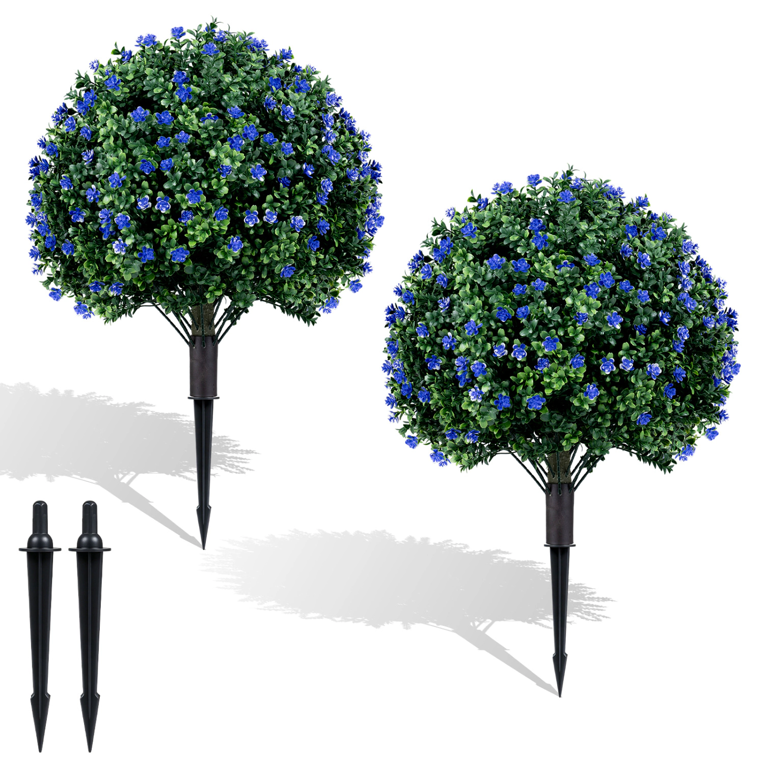 Slickblue Artificial Floral Topiary Ball Tree Set of 2 Purple Outdoor Greenery Decor