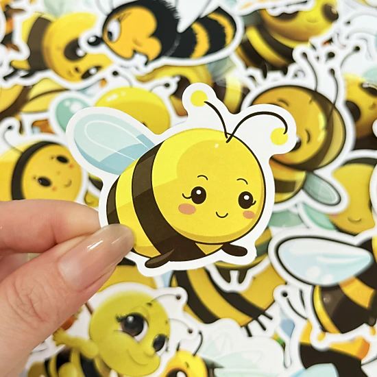 Wrapables Waterproof Vinyl Stickers for Water Bottles, Laptop, Phones, Decals for Teens, 110pcs, Bumblebees