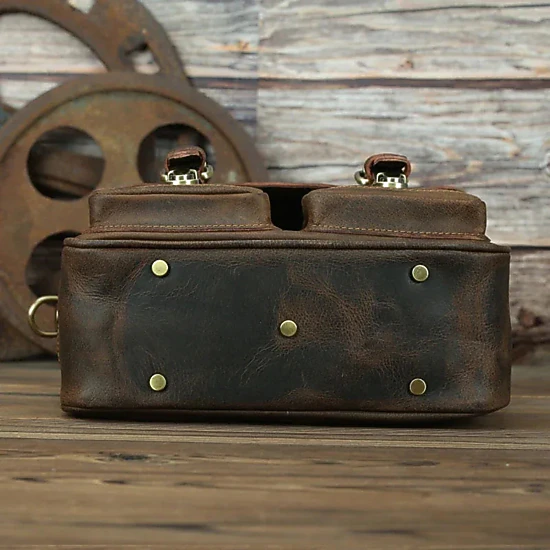 Steel Horse Leather Unisex The Faust Leather Camera Bag | Crossbody Vintage Camera Messenger Bag