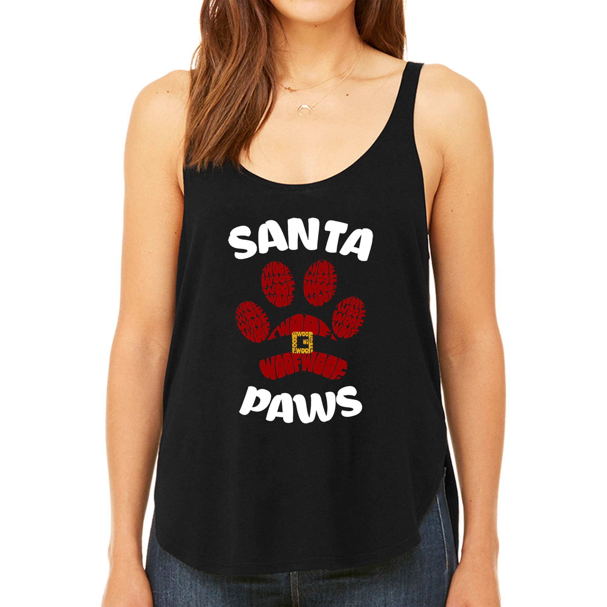 LA Pop Art Women's Premium Word Flowy Tank - Santa Paws