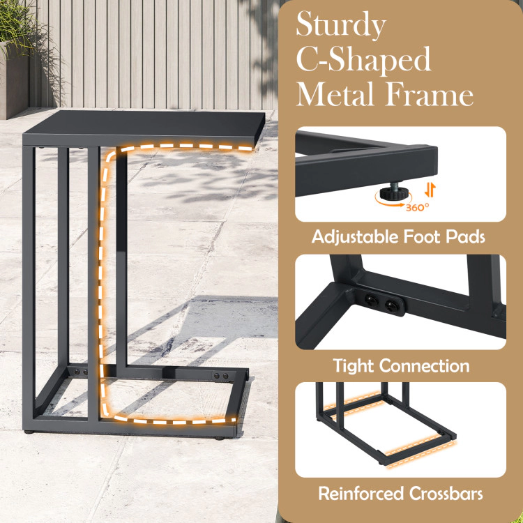 Hivvago C-Frame Side Table with Adjustable Feet for Living Room or Bedroom