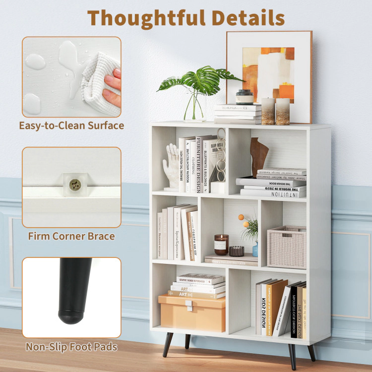 Hivvago Freestanding Cube Organizer Shelf with Tapered Metal Legs, Off White Finish