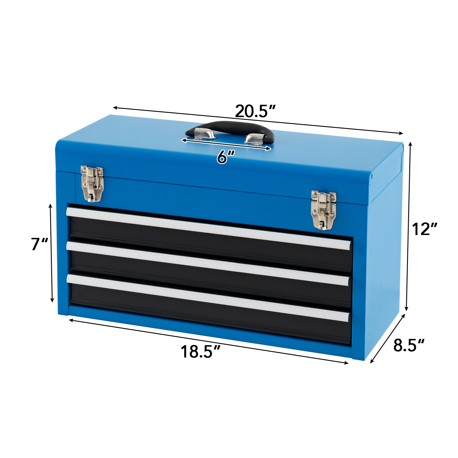 SUGIFT Portable Garage Mechanic Tool Cabinet Box with 3 Drawers 22-lb Drawer Capacity Blue