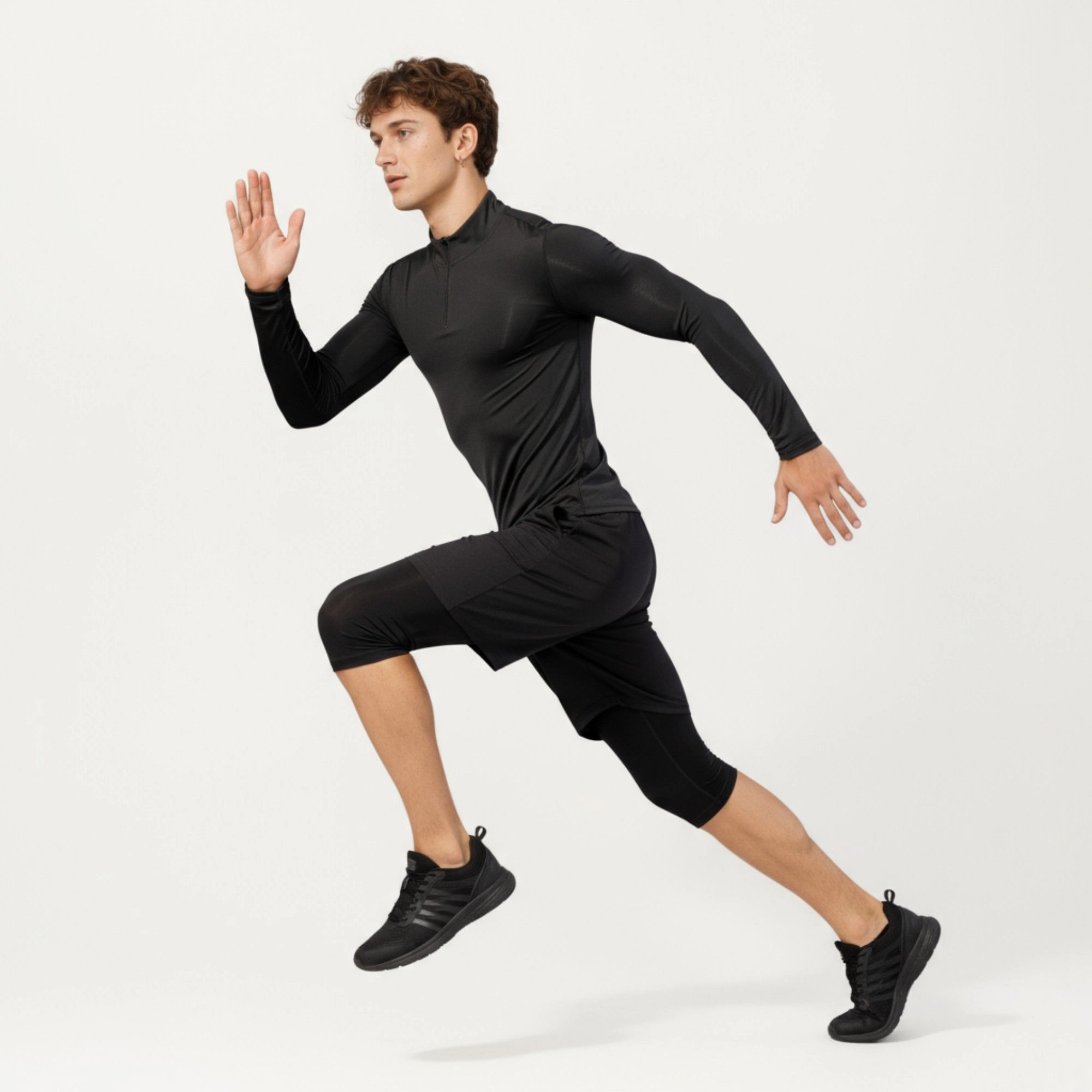 Anna-Kaci Men's Long Sleeve Quarter-Zip Compression Athletic Shirt with Mock Neck and Performance Stretch Fabric