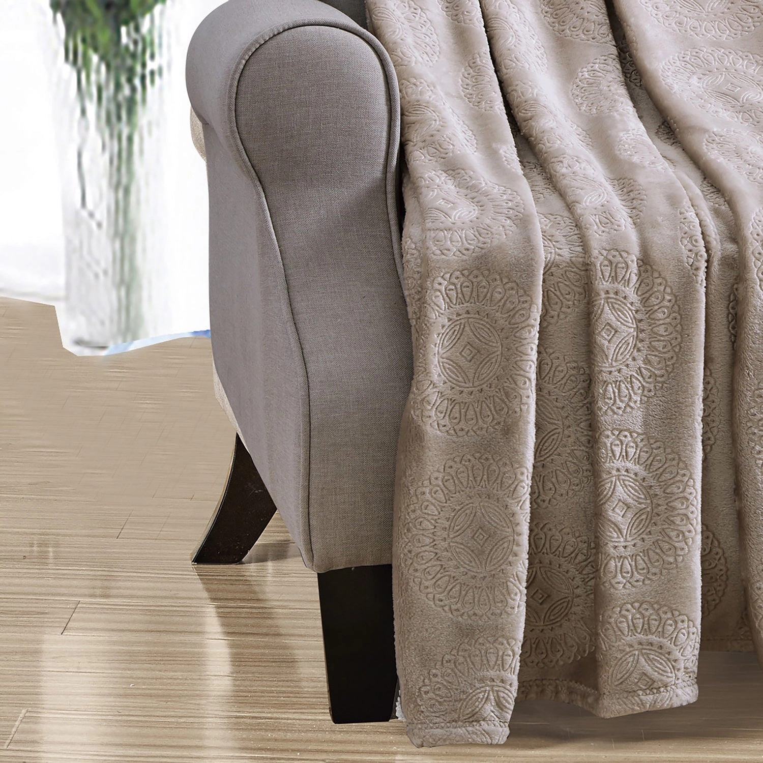 Plazatex Caesar Embossed Decorative Super Soft Throw Blanket for Sleep/Decor 2 Pack 50" x 60" Taupe