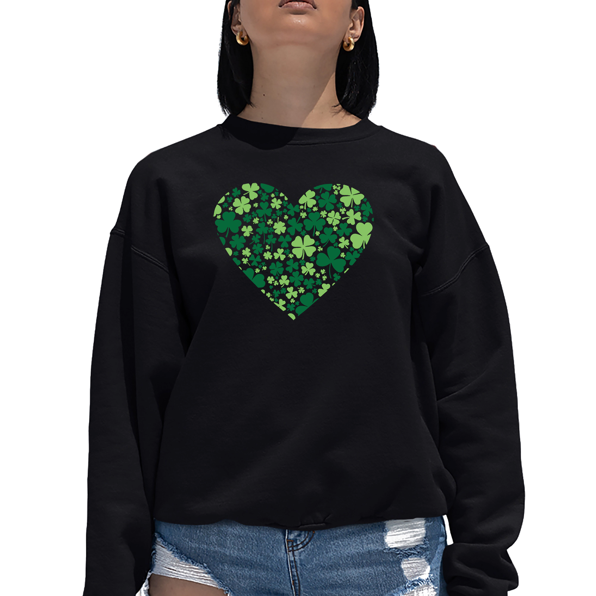 LA Pop Art Clover Heart - Women's Word Crewneck Sweatshirt
