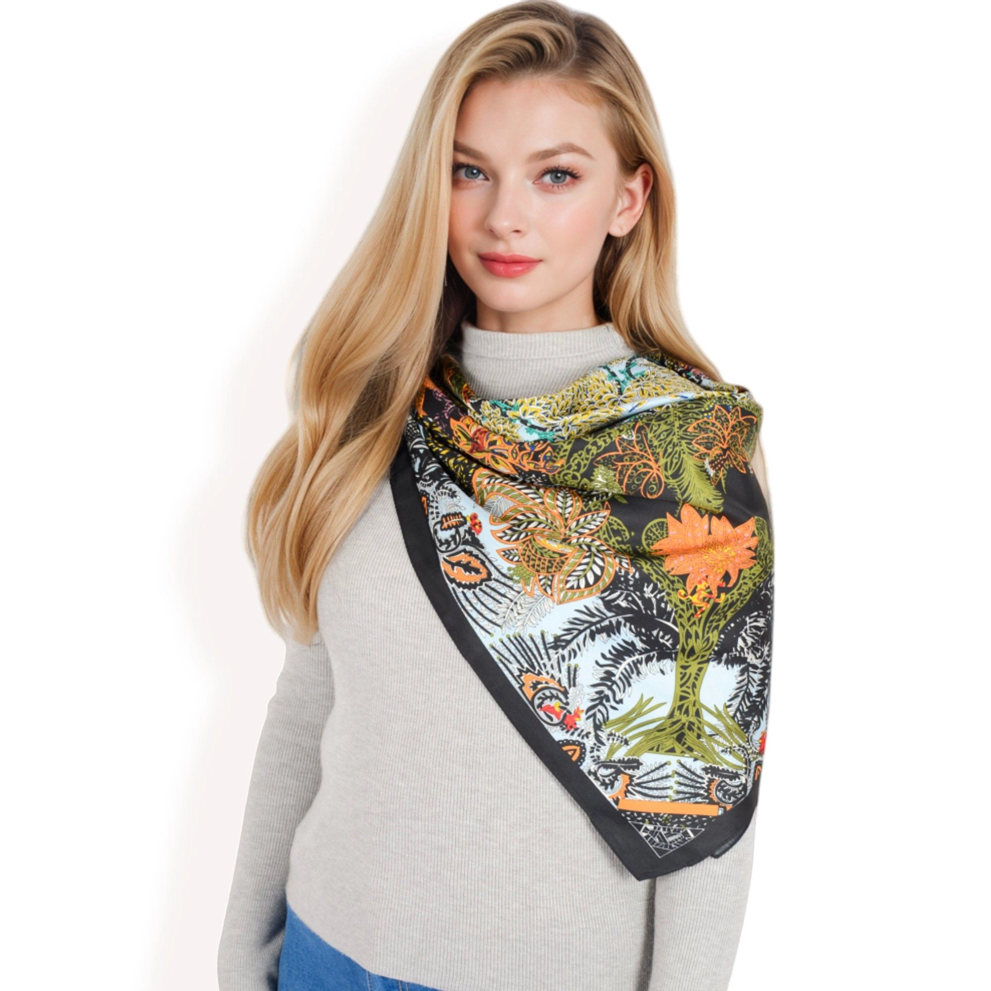 Anna-Kaci Women's Floral Paisley Scarf with Vibrant Prints and Elegant Square Design