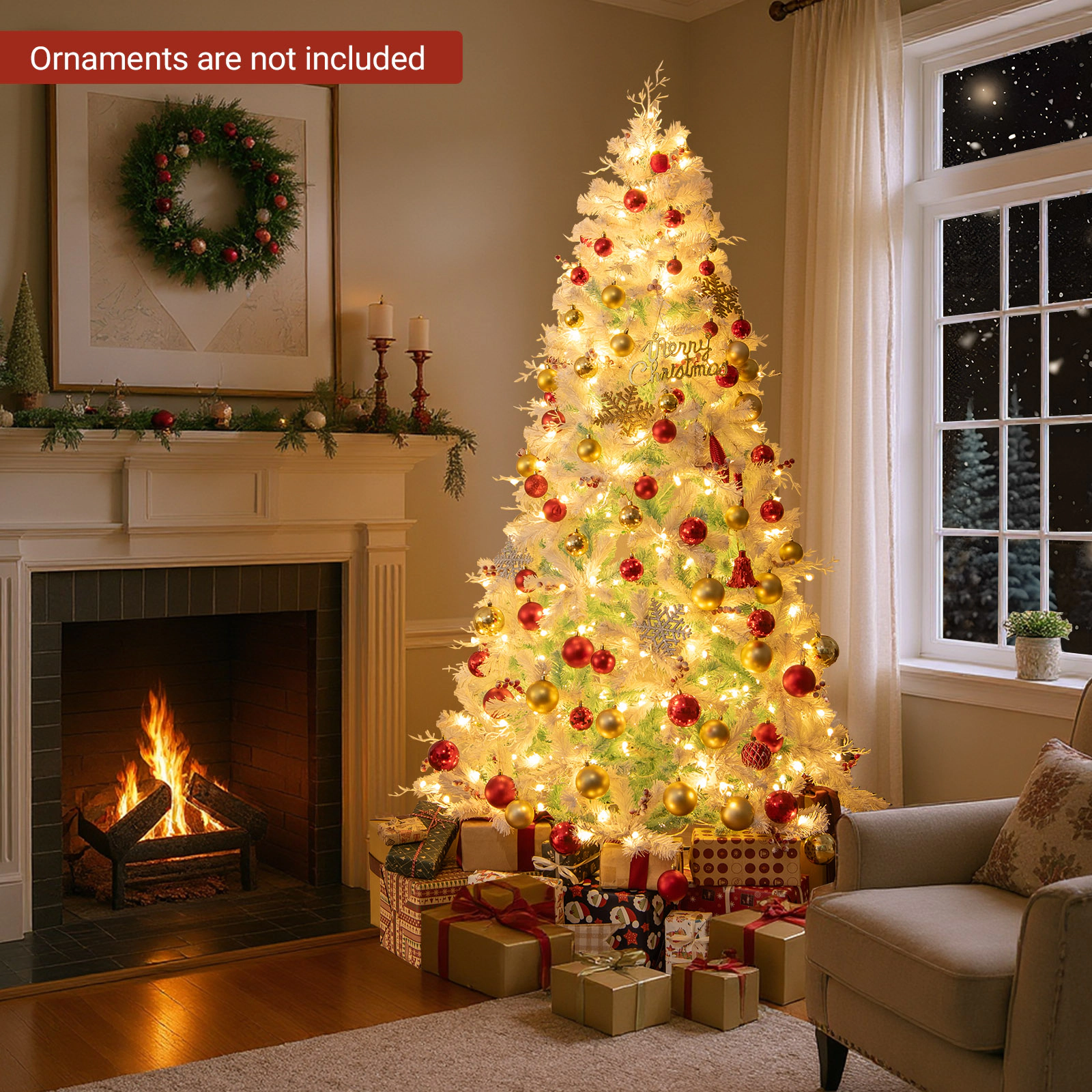 Costway 6/7 FT Pre-lit Artificial Christmas Tree with 599/855 Branch Tips & 250/350 LED Lights