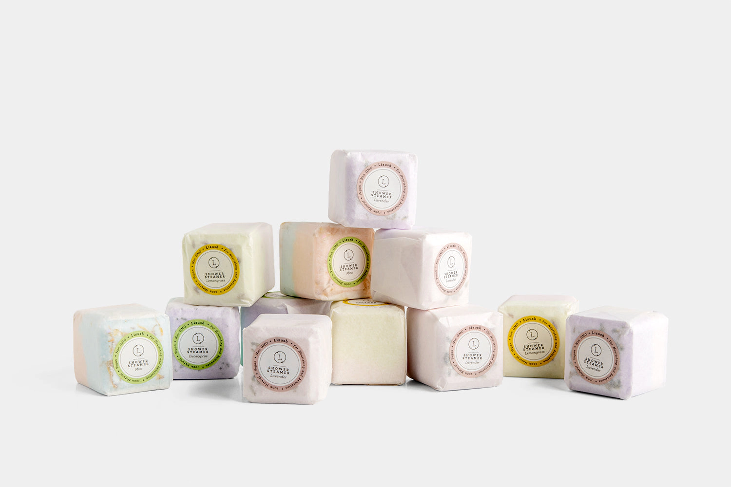 Lizush All Natural Lavender Spa Gift Box - Bath Bomb, Shower Steamer, Soap Bar & Candle