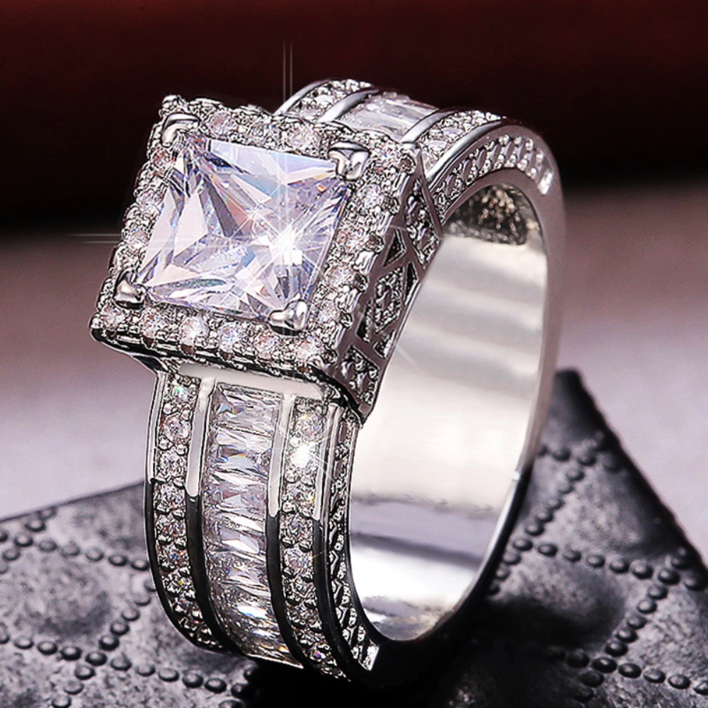 Double Cross Ring 18k Gold Plated Cubic Zirconia Promise Rings