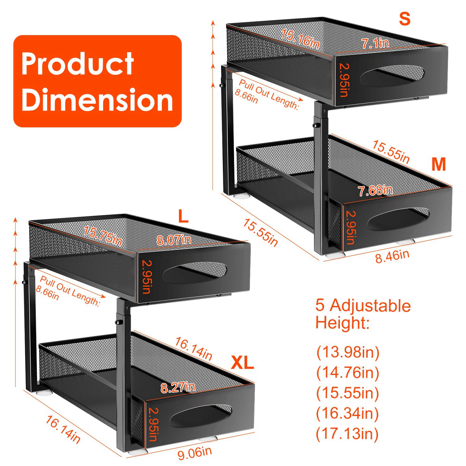 GBruno 2-Tier Pull-Out Under Sink Organizer 2 Pcs