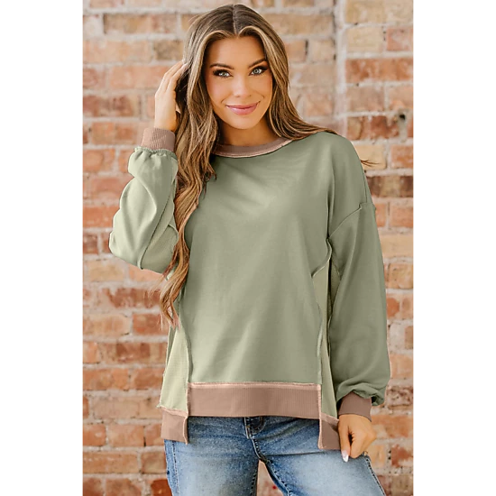 Threaded Pear Women's Maelynn Waffle Patchwork Oversize Sweatshirt