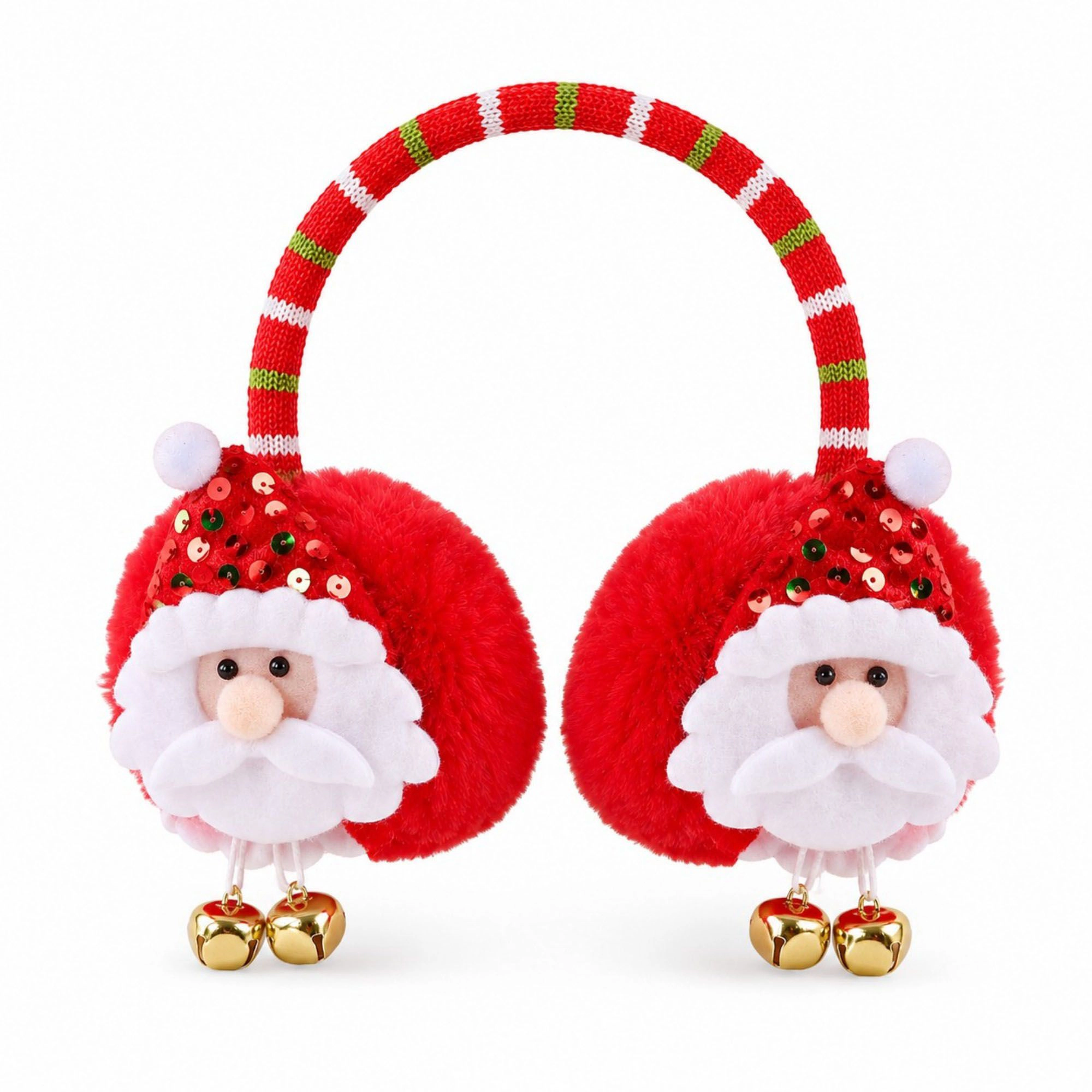 Anna-Kaci Women's Christmas Santa Plush Jingle Bell Winter Earmuffs