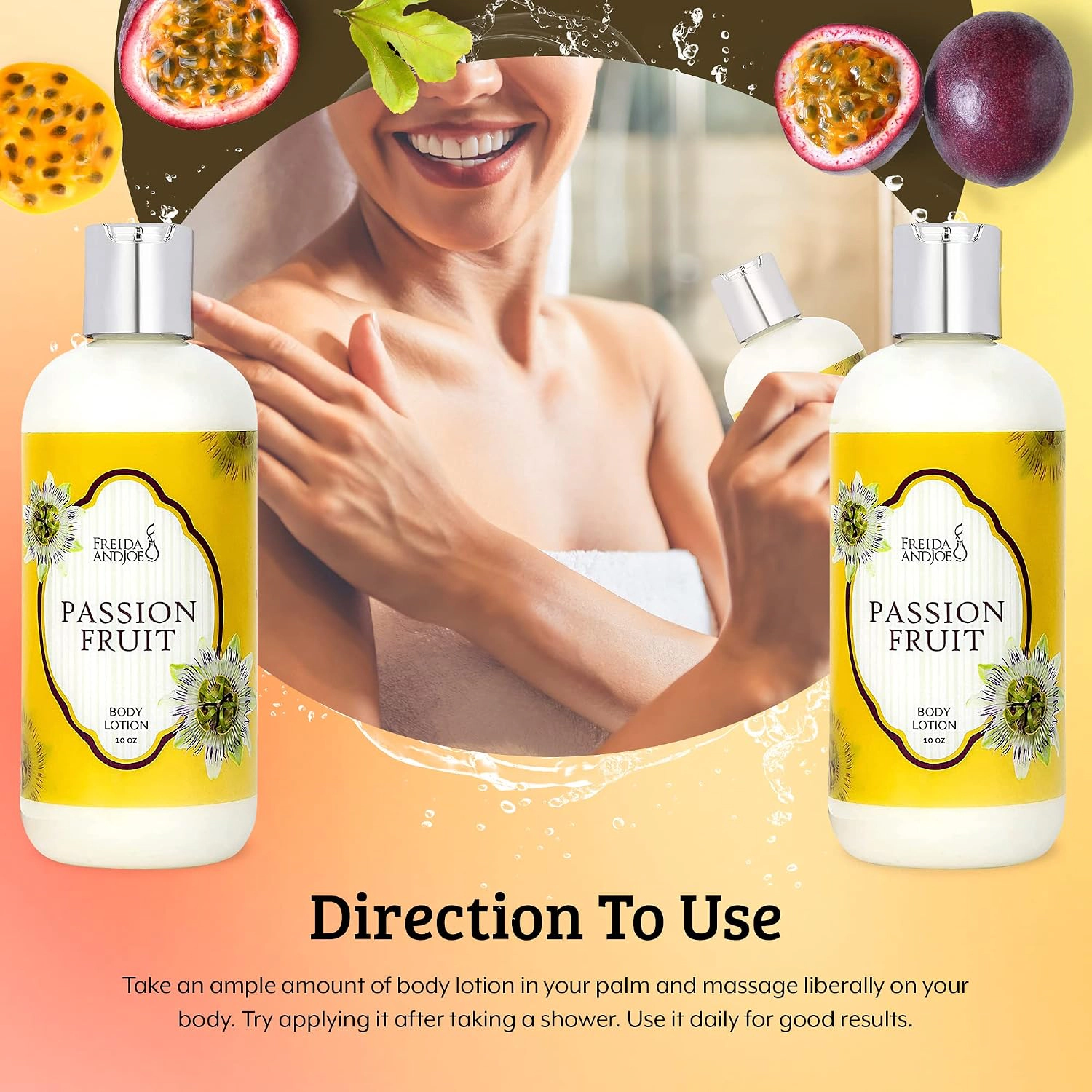 Freida and Joe Womens Passion Fruit Fragrance Deep Moisturizing Body Lotion in 10oz Bottle