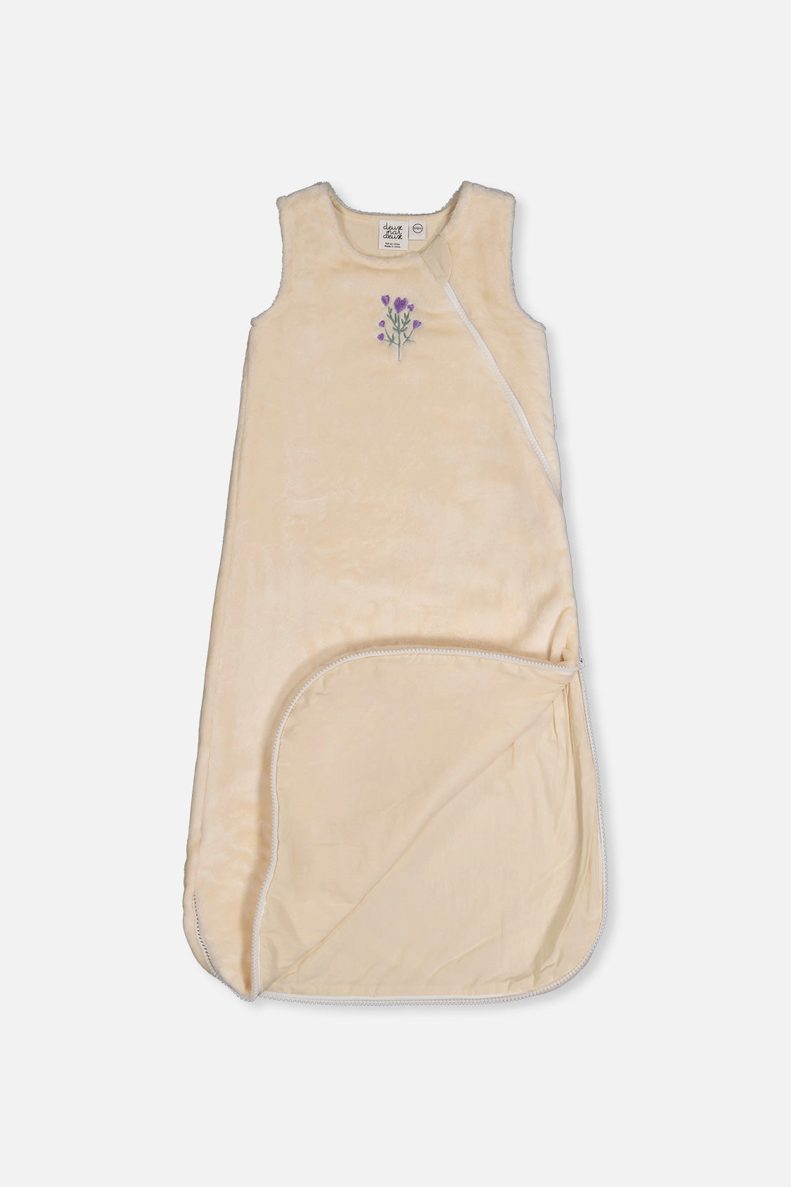 Deux par Girls Plush Zip Sleep Sack with Heart and Flower Embroidery