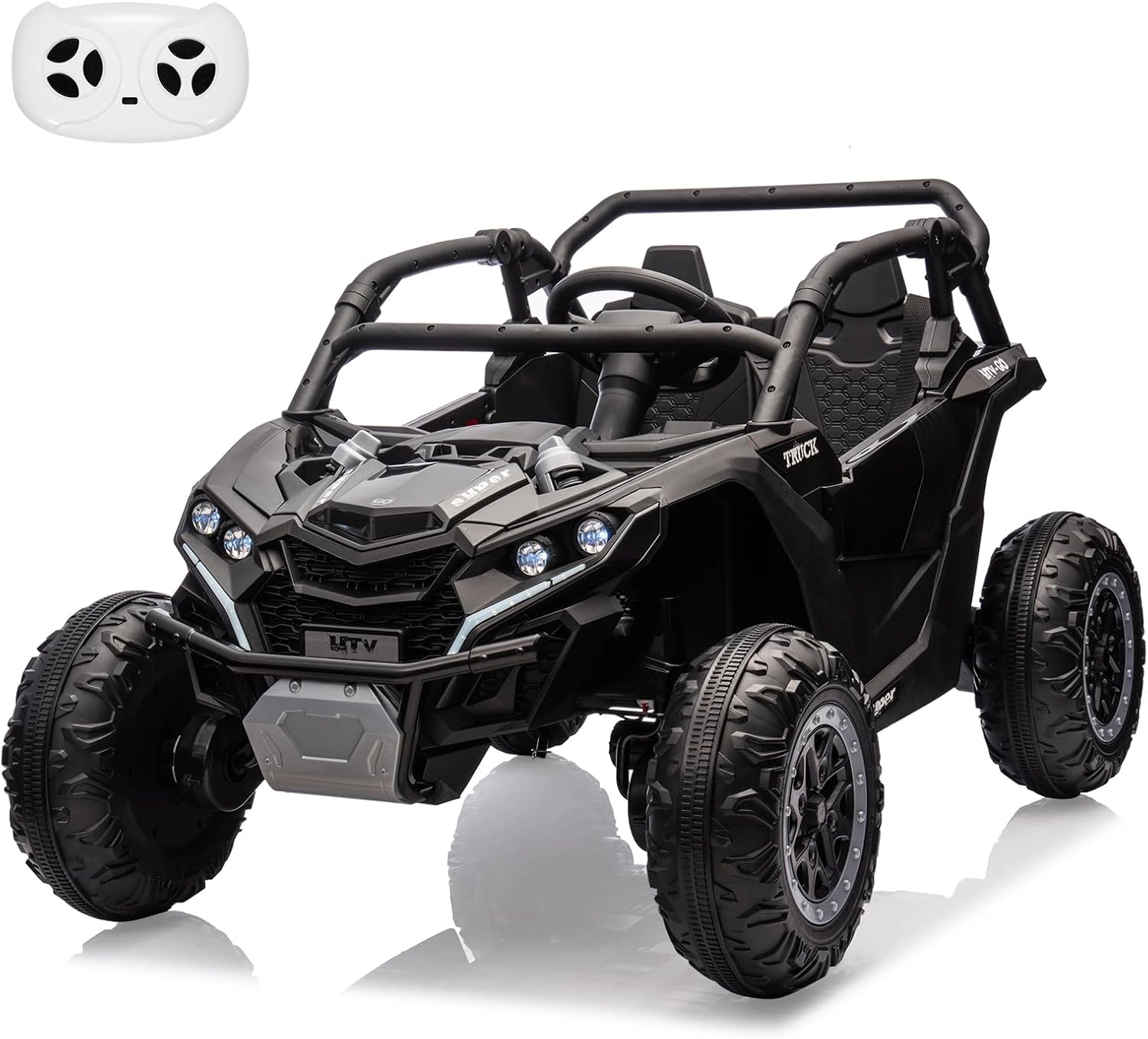 24V 2-Seater Kids Ride-On UTV, 4WD Electric Truck w/ Remote Control, LED Lights, Music, Shock Absorbers, 4×75W Motors
