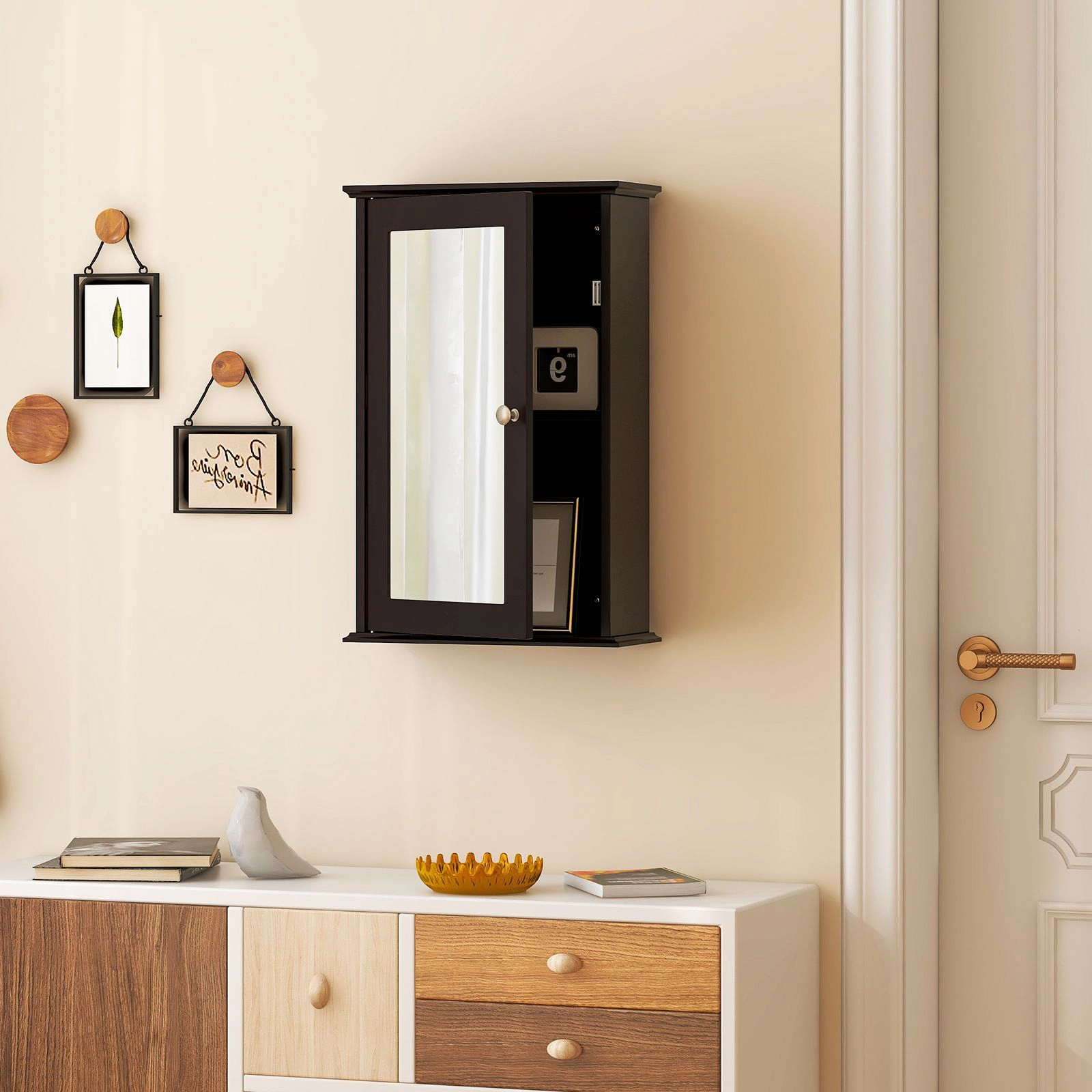SlickBlue Wall Mounted Bathroom Cabinet with Mirror & Adjustable Shelf