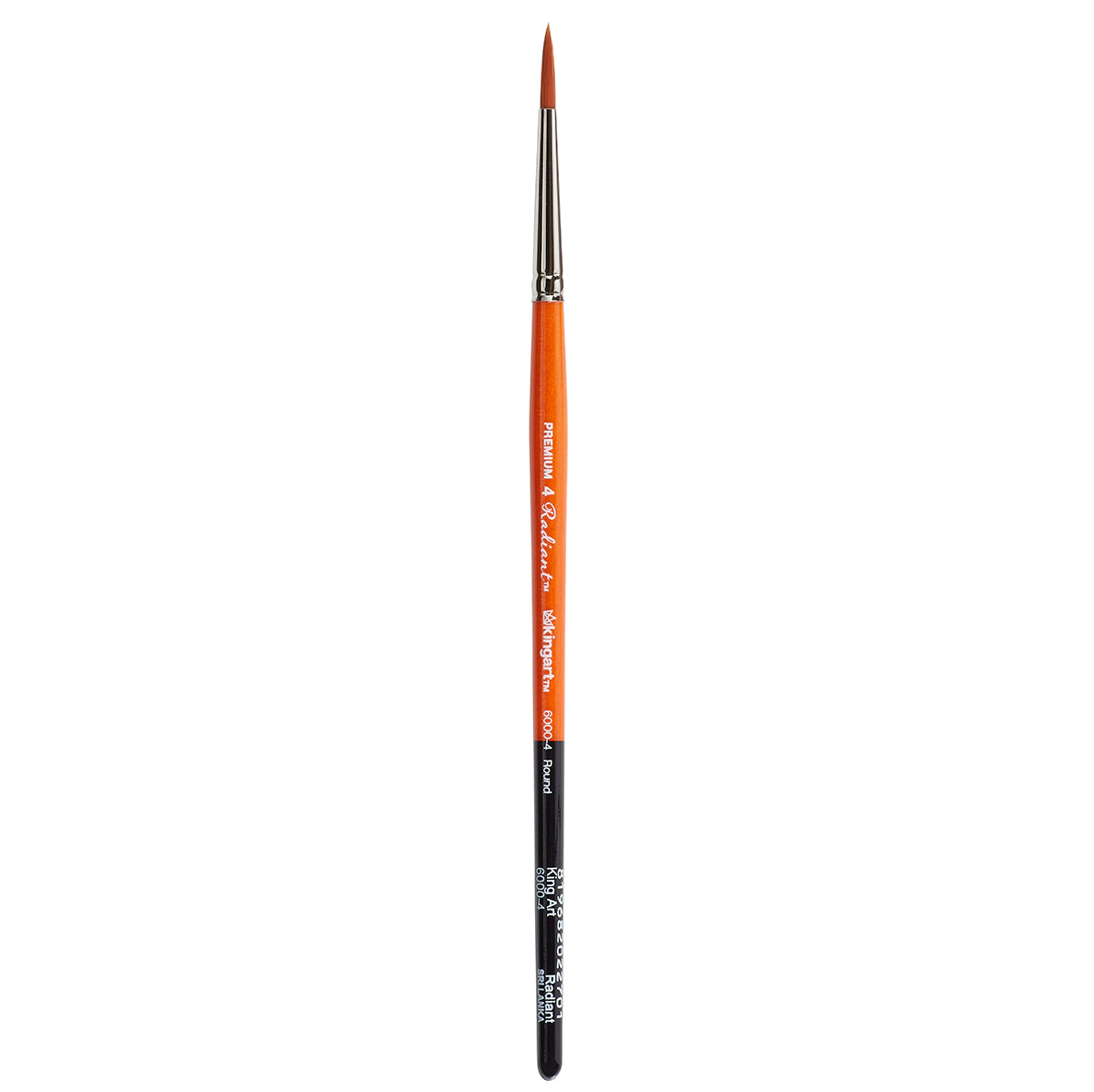KINGART Radiant 6000 Round Golden Synthetic Brush - Short Handle, Orange and Black
