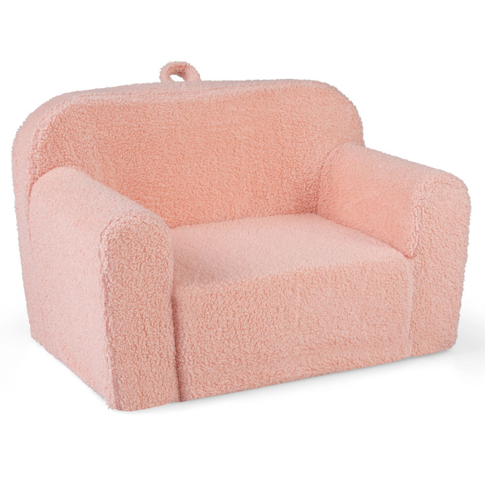 SUGIFT Teddy Fleece Kids Couch Toddler Sofa Chair with Carry Handle 24.5 x 16 x 16 in for Ages 3+ 4-lb Pink