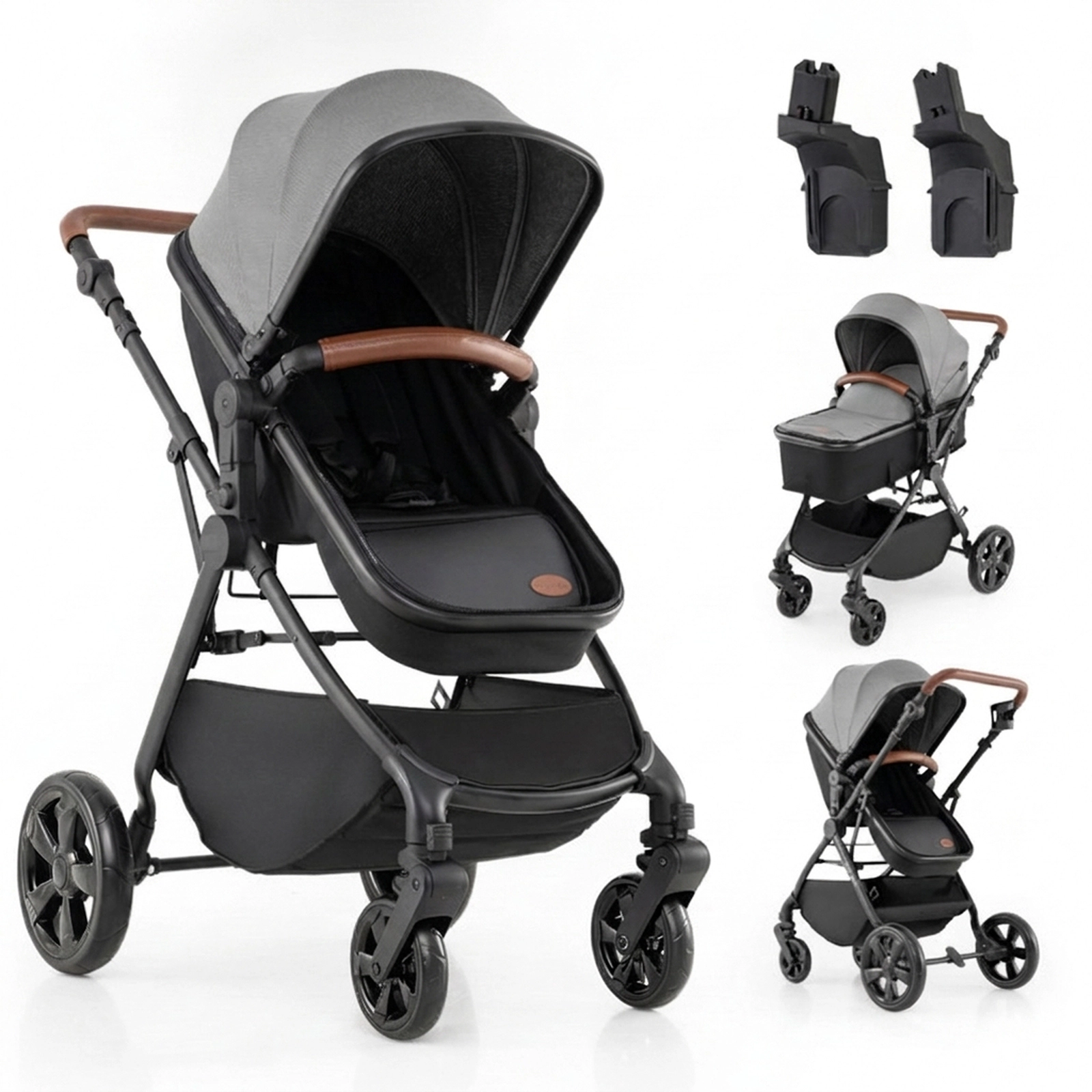 SUGIFT 2-in-1 Convertible Baby Stroller with Car Seat Adapters 33-lb Seat Capacity Ages 0-36 Months Gray
