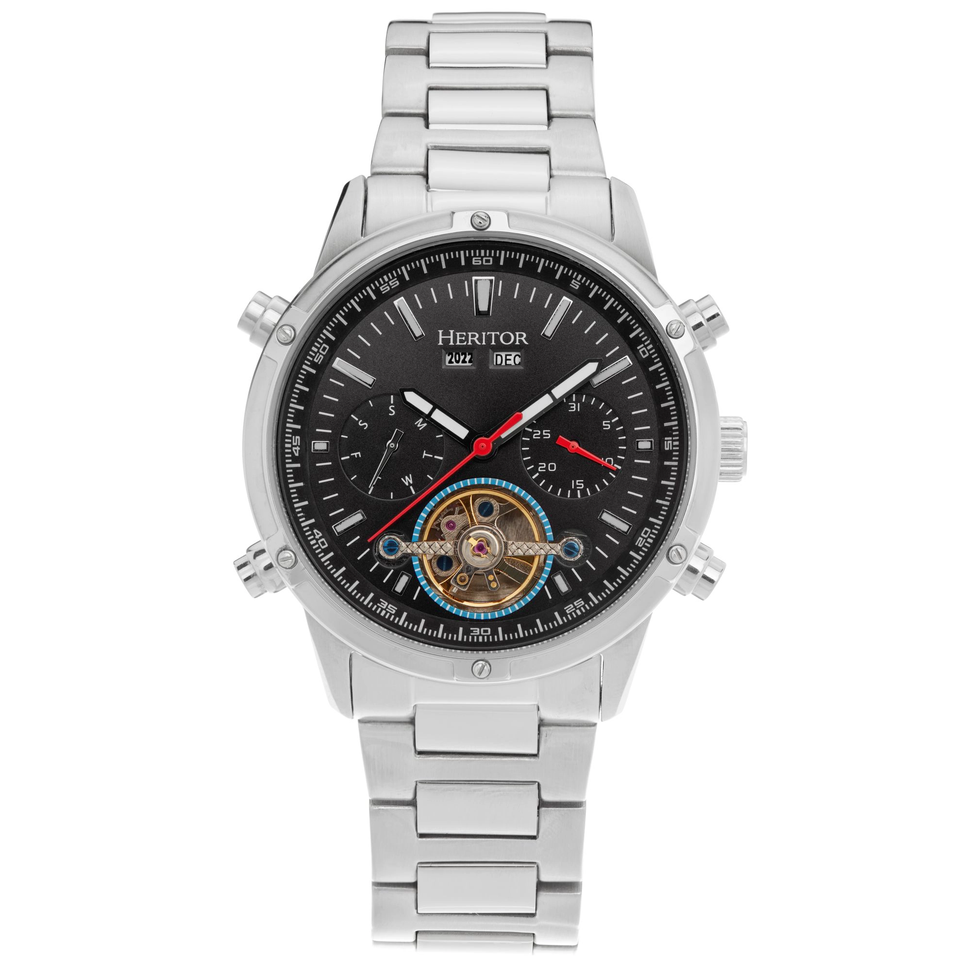 Heritor Automatic Wilhelm Semi-Skeleton Bracelet Watch w/Day/Date