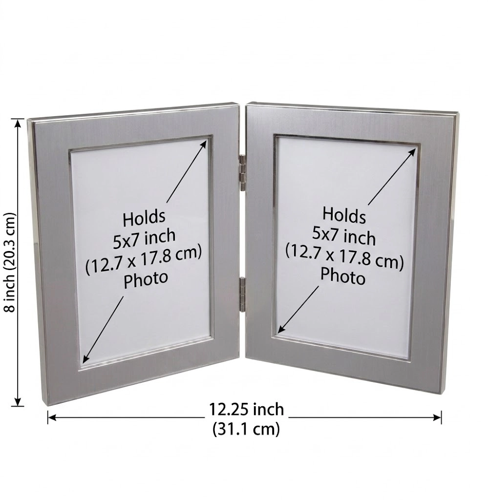 Jiallo Elegant Silver Plated Hinged Double Photo Frame