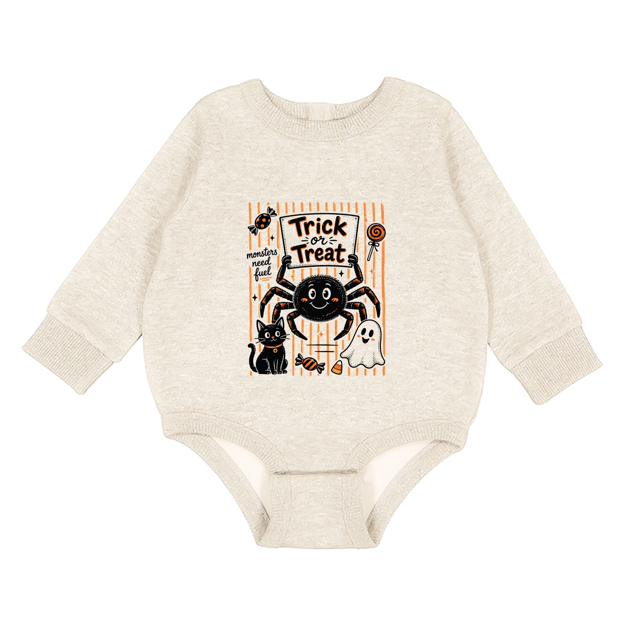The Juniper Shop - Infant Fleece BodySuit Trick or Treat Spider Stripes