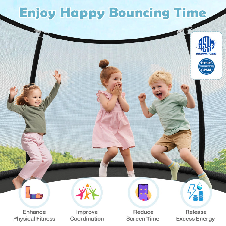 Hivvago 10FT Outdoor Trampoline Heavy-Duty Recreational with Safety Enclosure Net