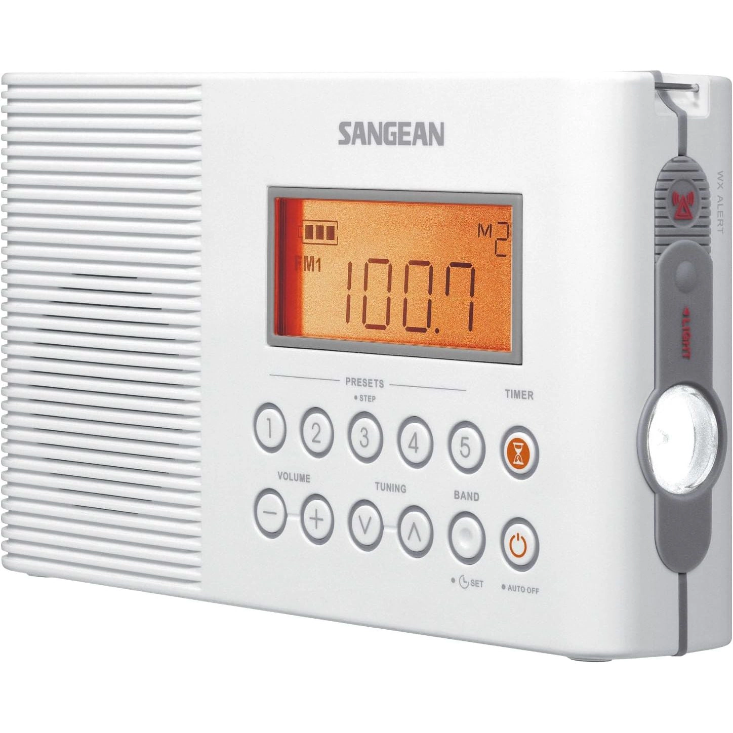 SANGEAN H201 Shower Radio AM/FM Waterproof Weather Alert - White