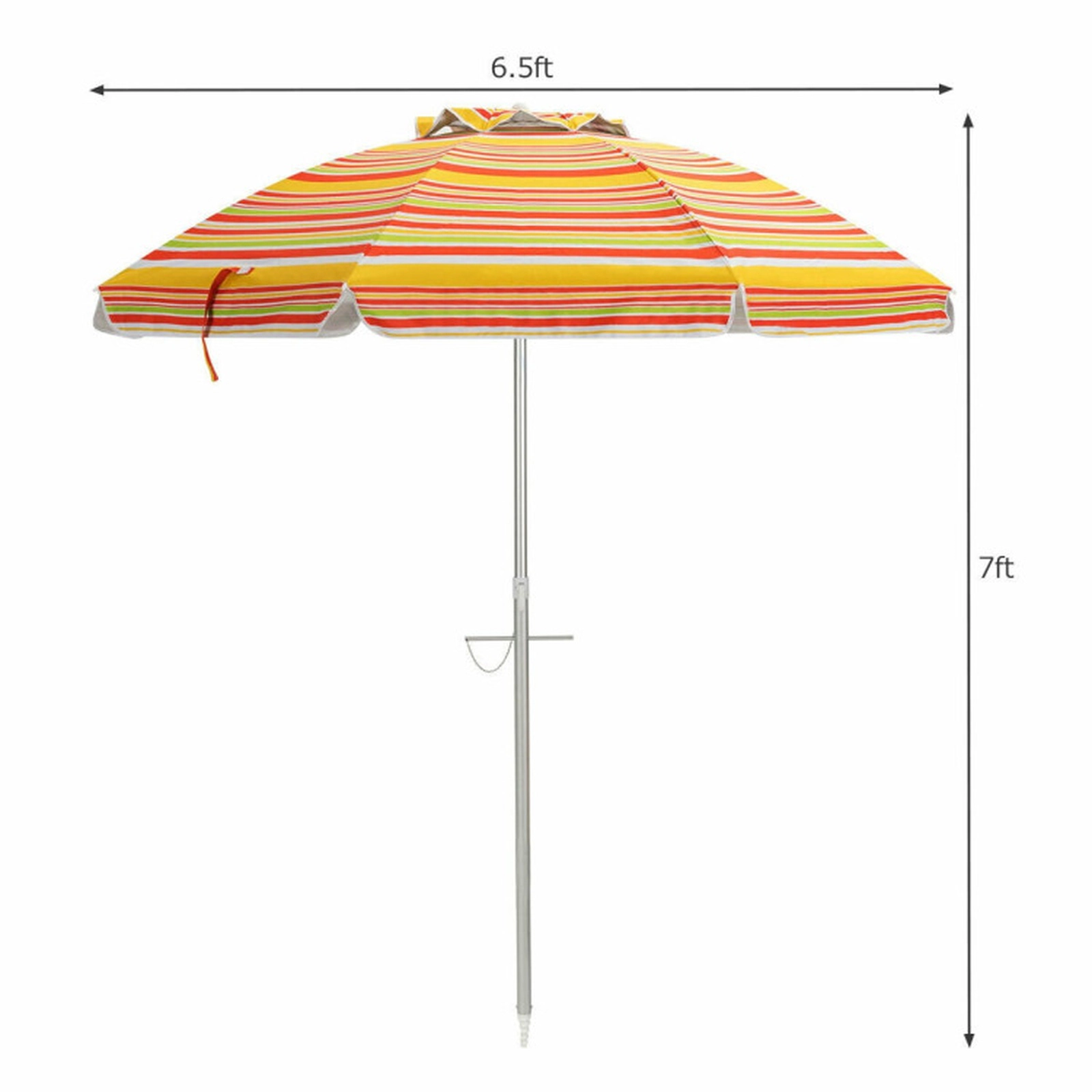 SUGIFT 6.5-ft Orange Beach Umbrella with UPF 50+ Canopy Tilt Mechanism and Carry Bag 7-ft H