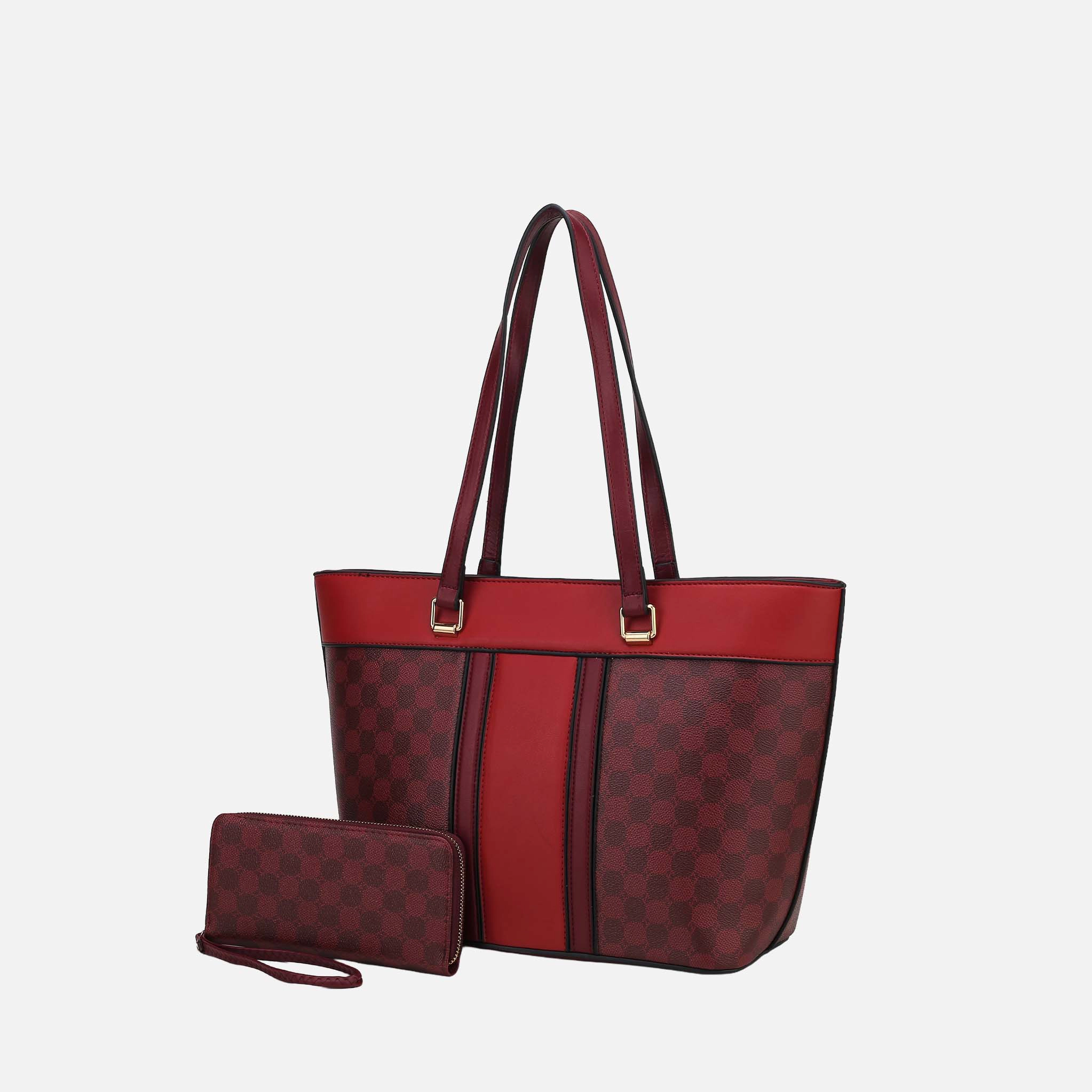 Mia K Collection Fabiola Printed Vegan Leather Tote with Matching Wallet