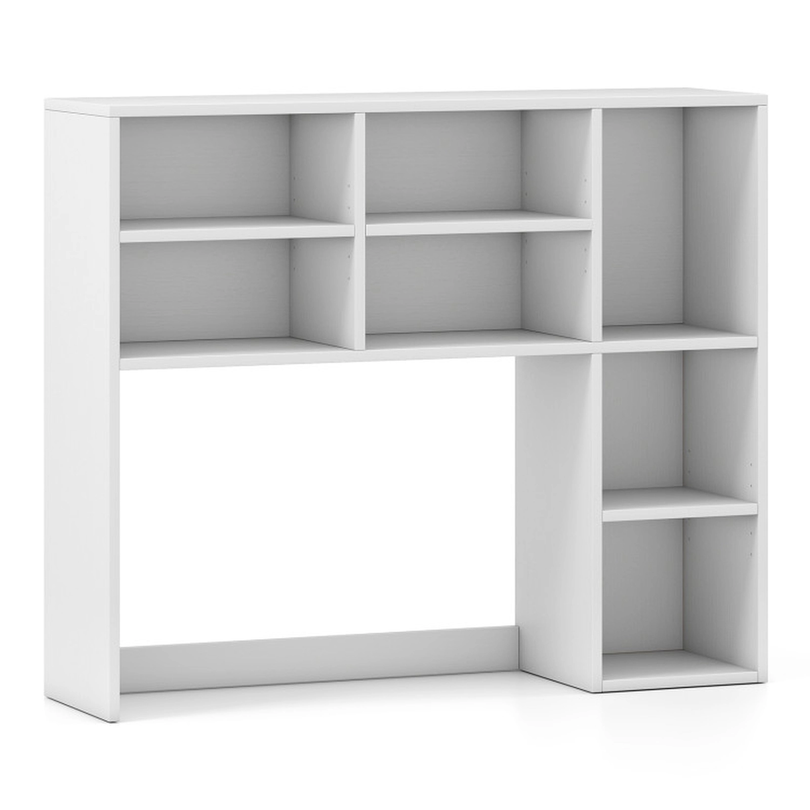 SUGIFT White Desktop Bookshelf with 7 Open Cubbies and 3 Adjustable Shelves