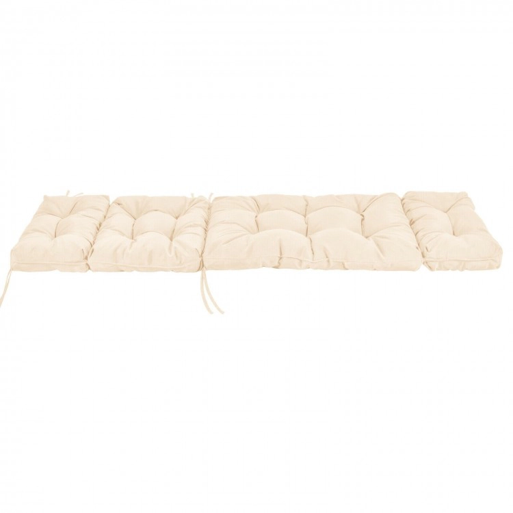 SUGIFT Beige Cotton Filled Outdoor Chaise Lounge Cushion with String Ties and Head Pillow 73-in W 22-in D 4-in H