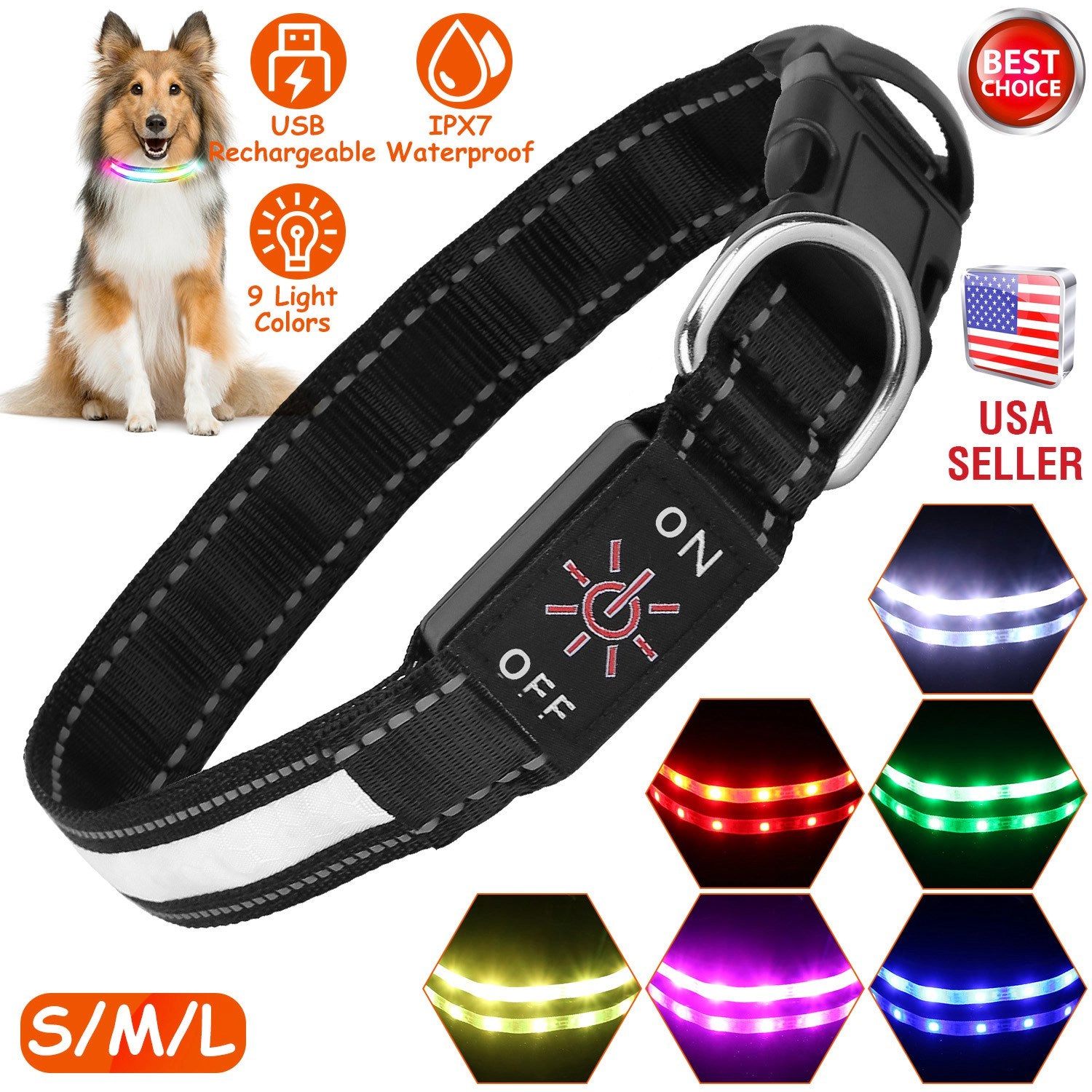 GBruno LED Rechargeable Dog Collar