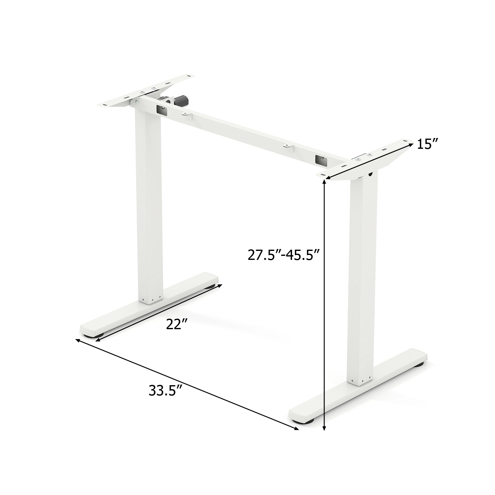 SUGIFT Electric Height Adjustable Standing Desk Frame LED Control Panel 33.5 x 22 in Base 155-lb Capacity White Metal