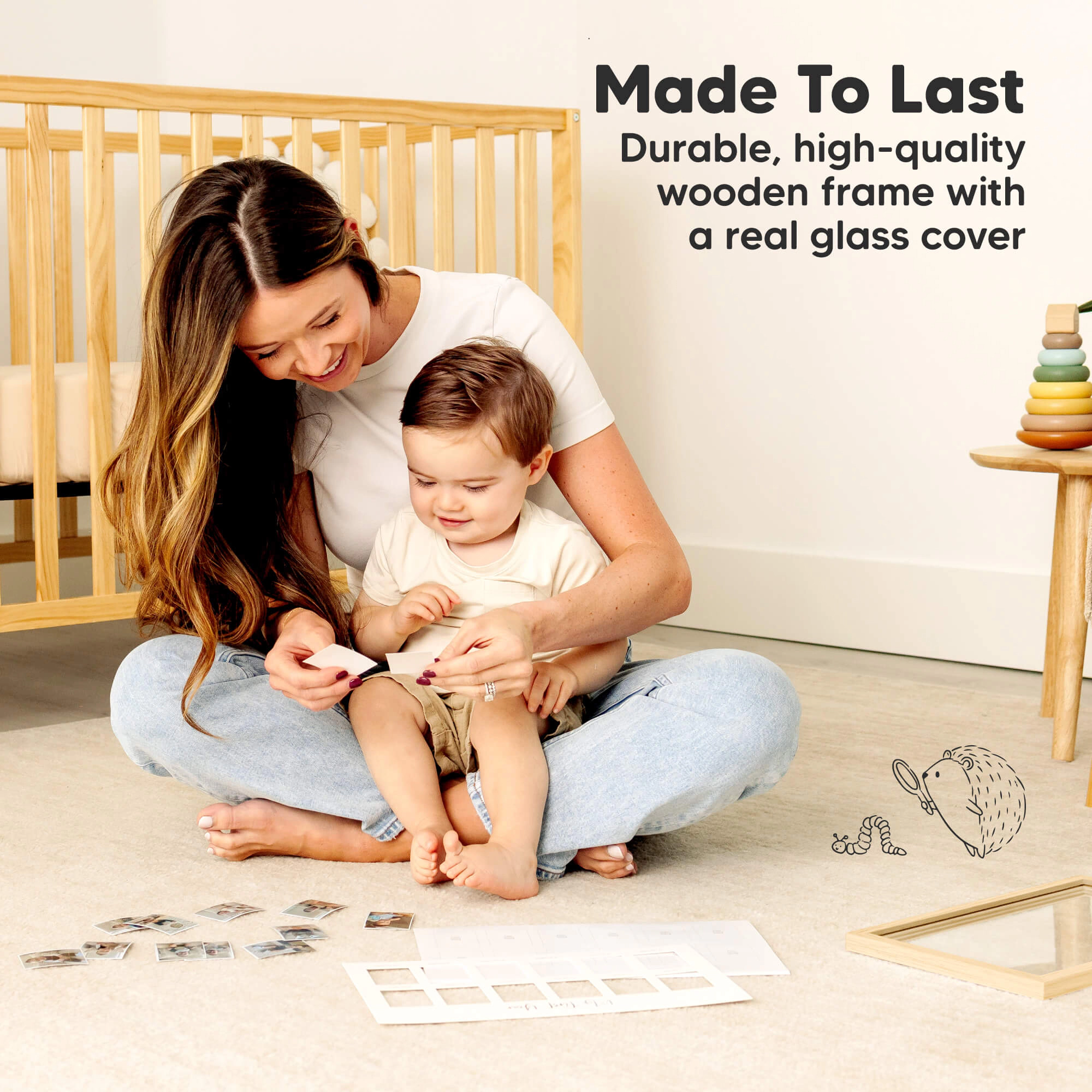 KeaBabies Nova Baby's First Year Picture Frame for Baby Boys, Girls